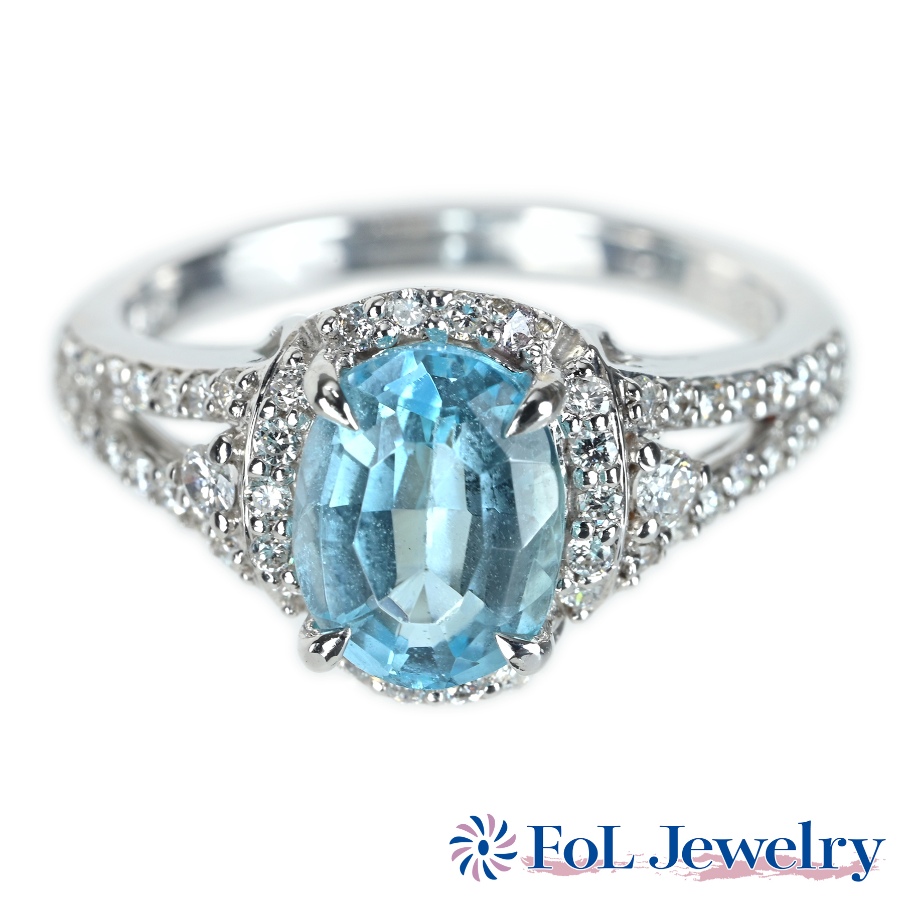 アクアマリンリング K18WG AQ2.31ct D0.47ct