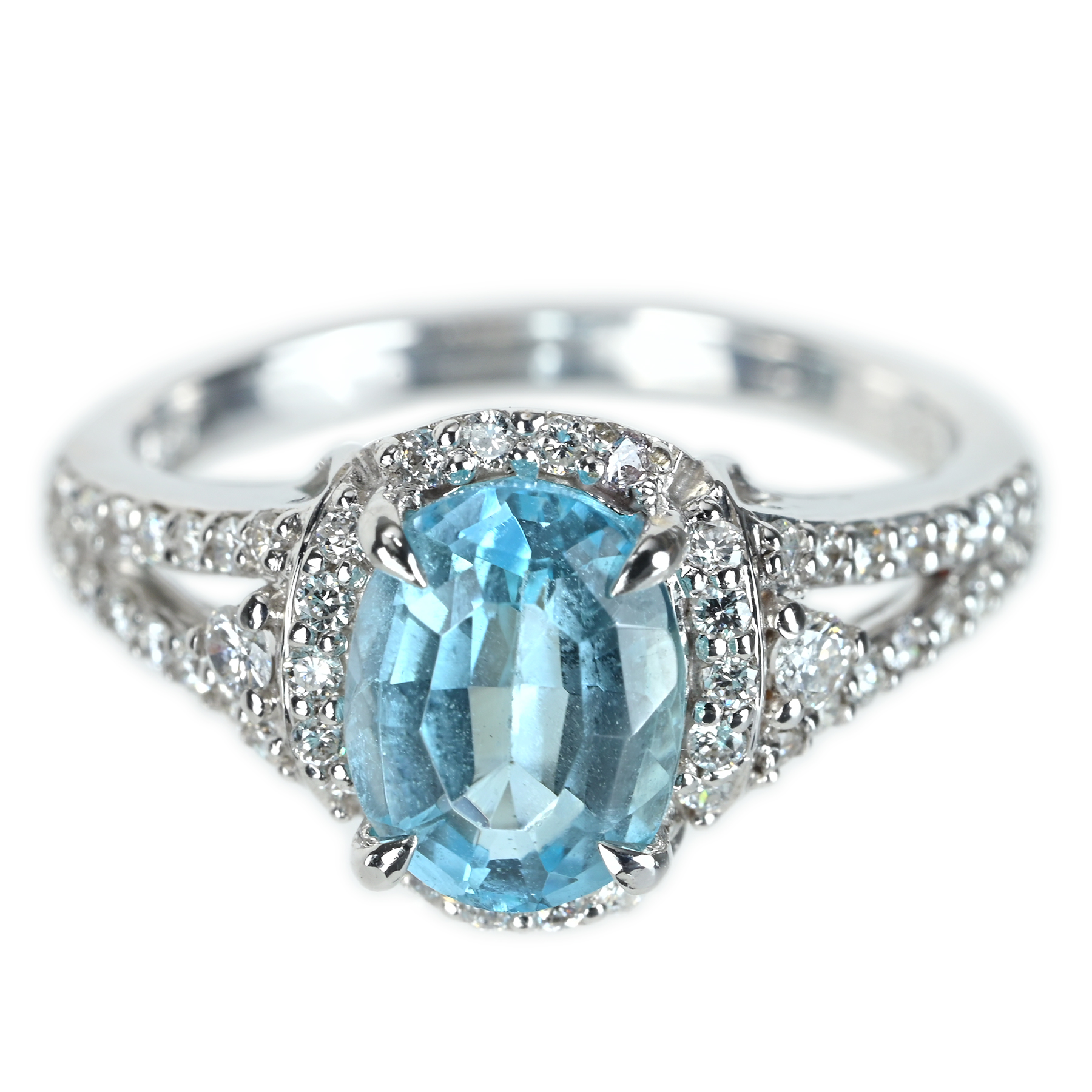 アクアマリンリング K18WG AQ2.31ct D0.47ct - 画像 (2)