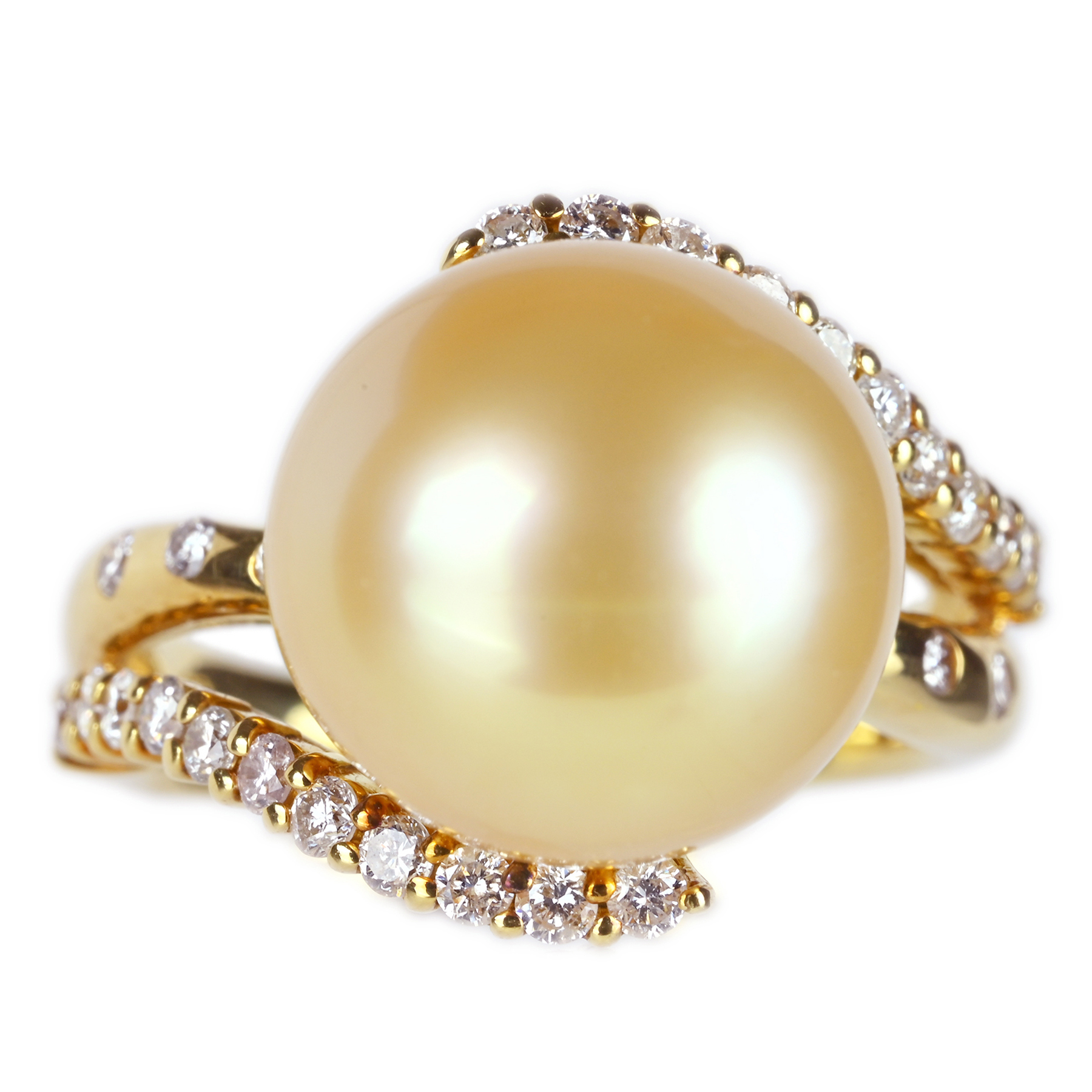 ゴールデンパールリング K18YG 12.9mm D0.50ct - 画像 (2)