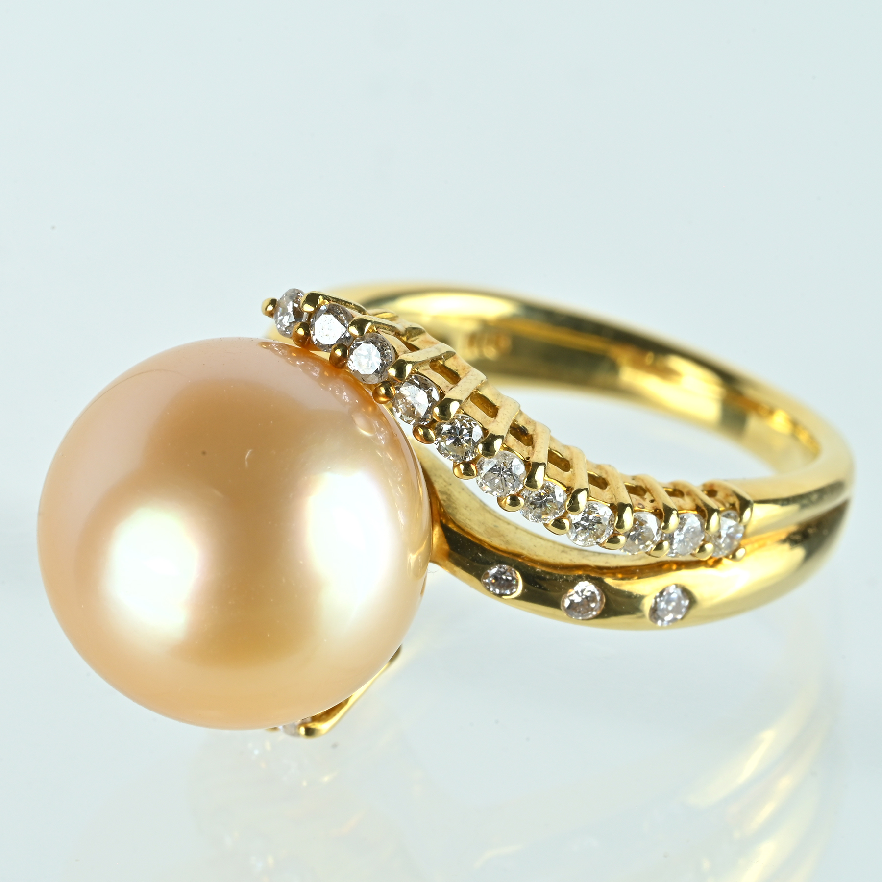 ゴールデンパールリング K18YG 12.9mm D0.50ct - 画像 (3)