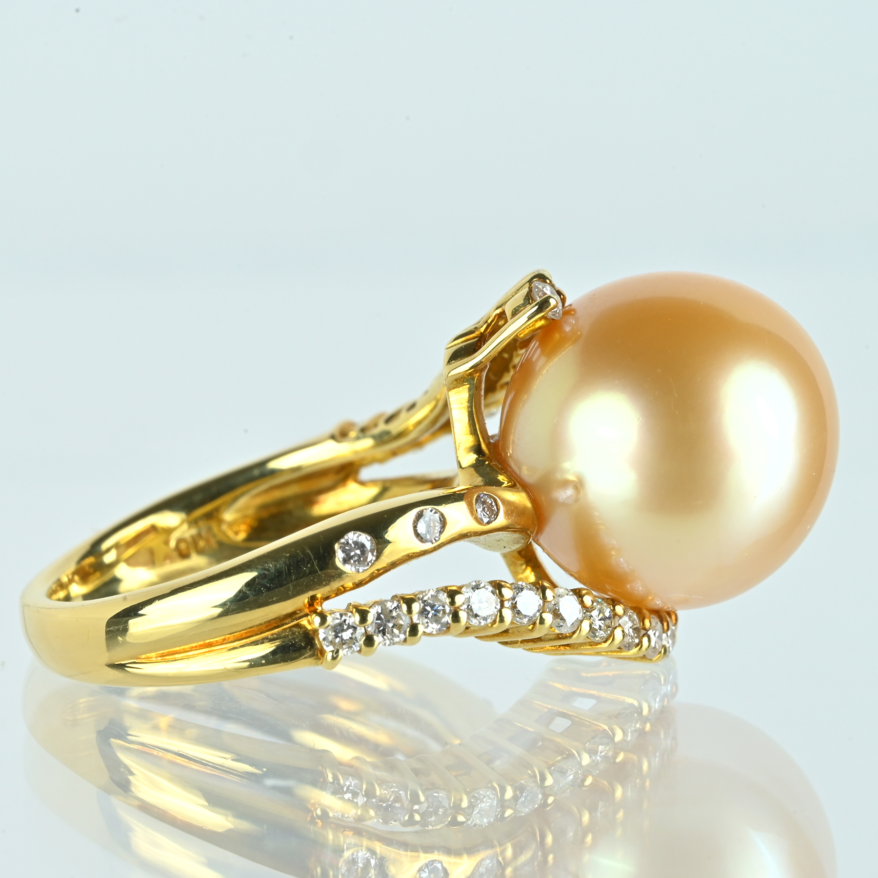 ゴールデンパールリング K18YG 12.9mm D0.50ct - 画像 (4)