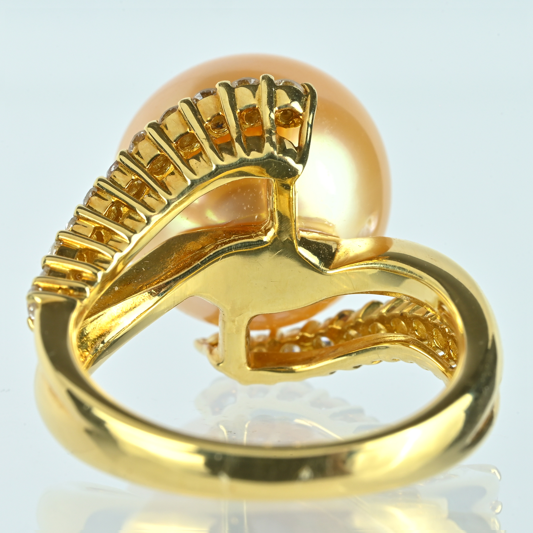 ゴールデンパールリング K18YG 12.9mm D0.50ct - 画像 (5)