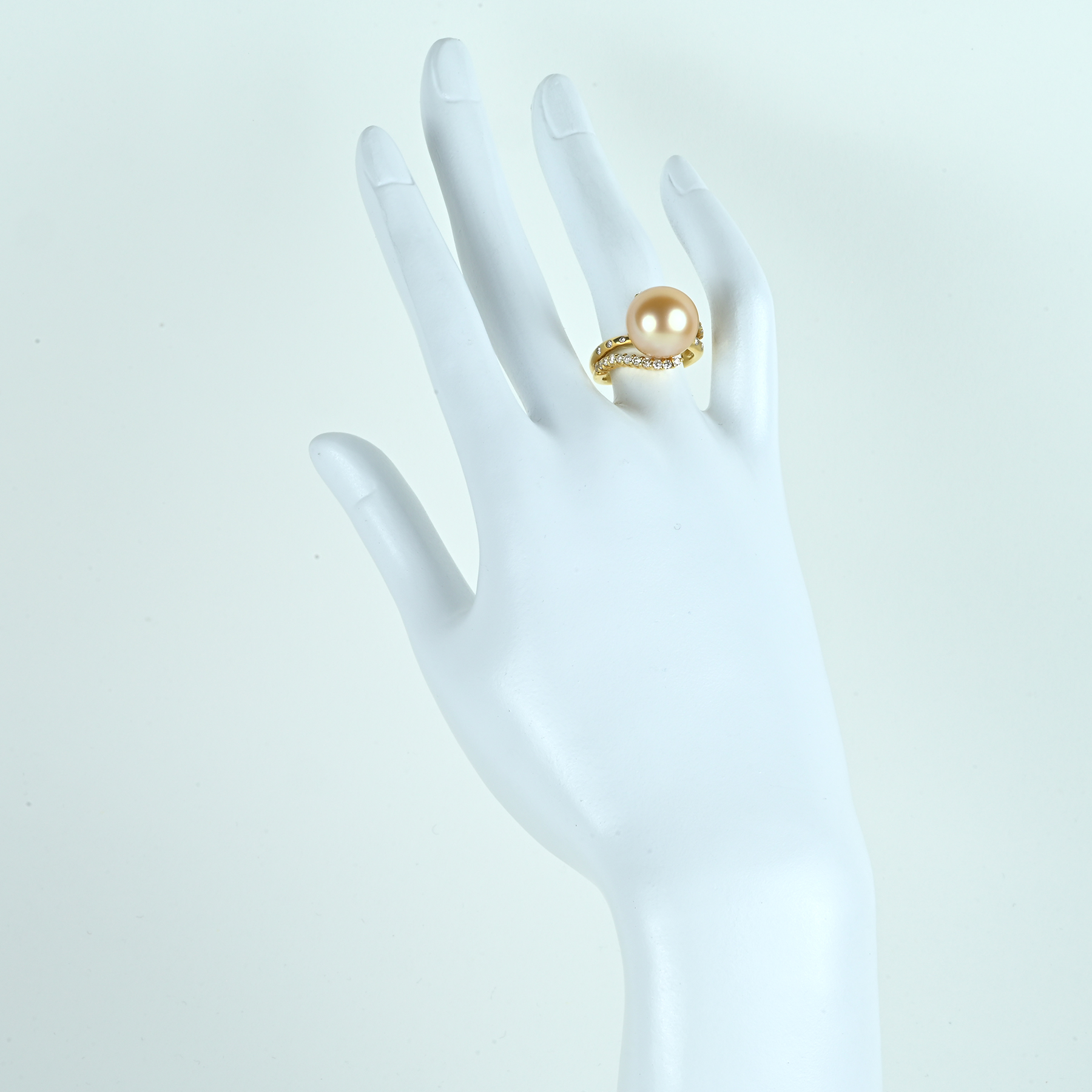 ゴールデンパールリング K18YG 12.9mm D0.50ct - 画像 (6)