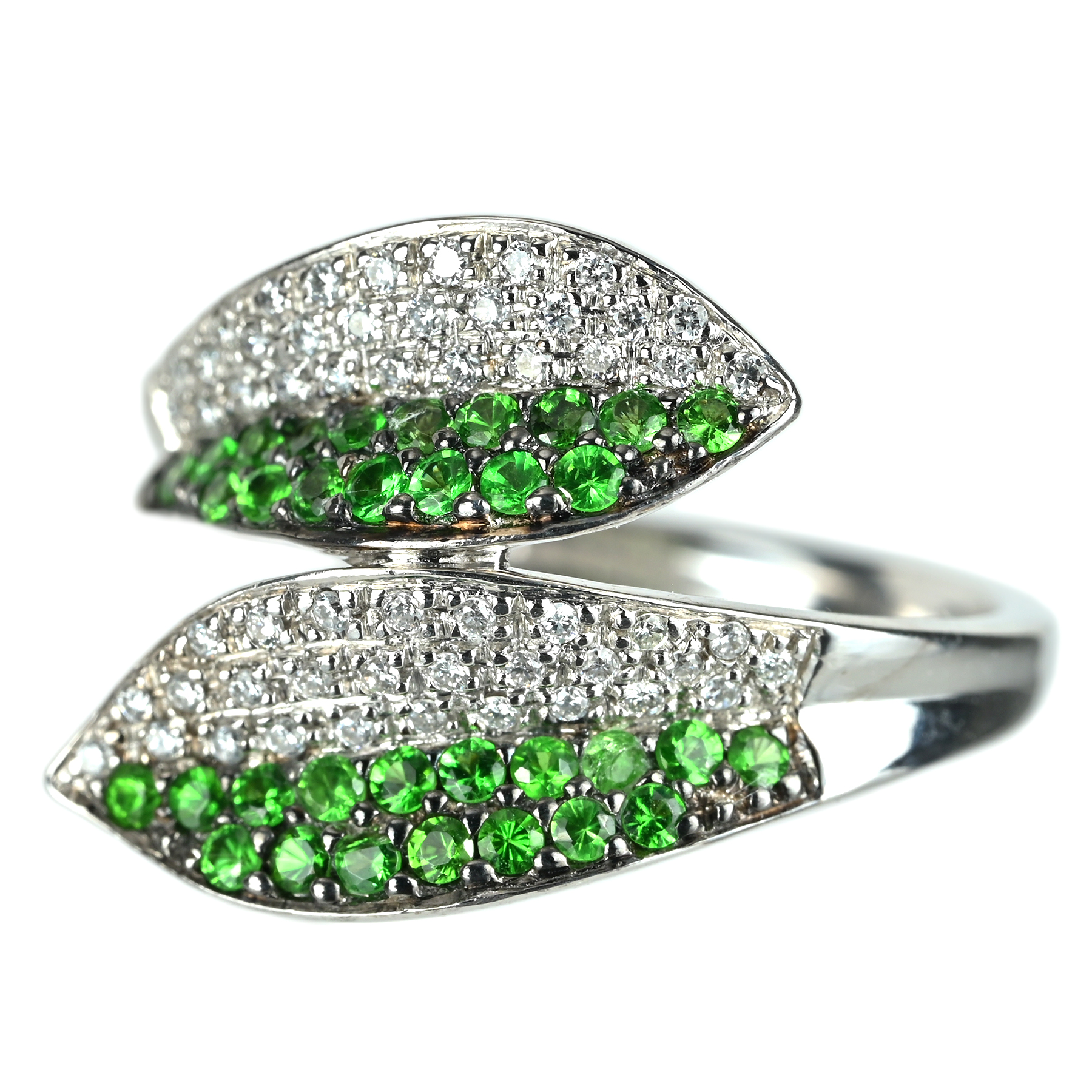 グリーン ガーネットリング K18WG GG0.45ct D0.25ct - 画像 (2)