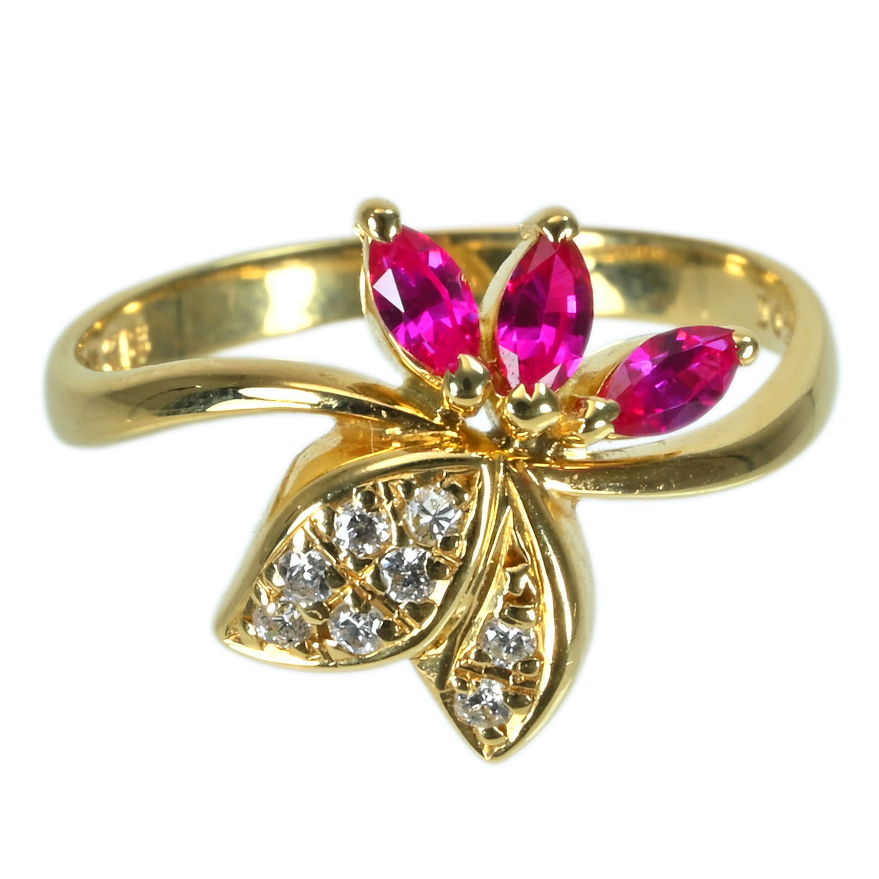 ルビーリング K18YG R0.27ct D0.08ct - 画像 (2)