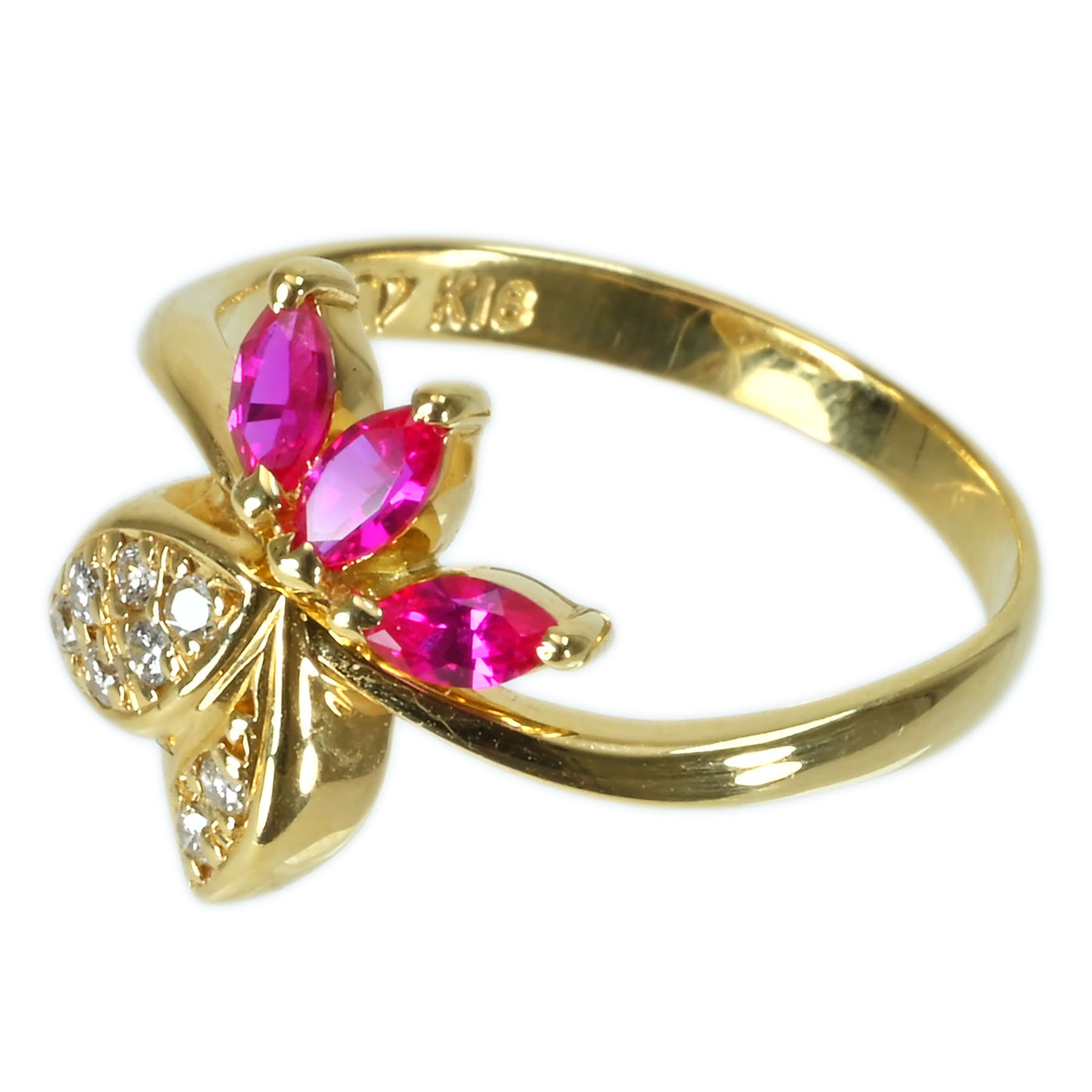 ルビーリング K18YG R0.27ct D0.08ct - 画像 (3)