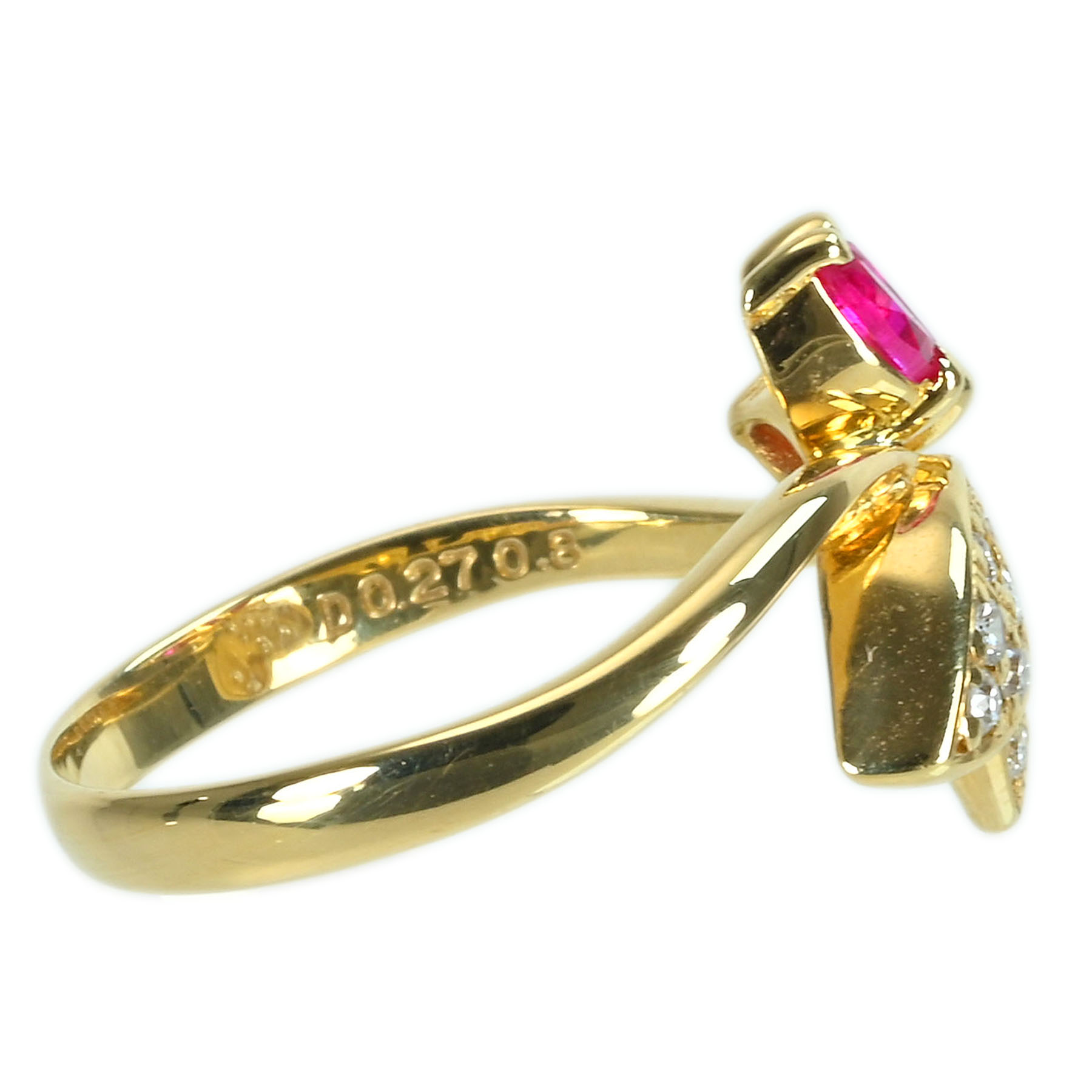 ルビーリング K18YG R0.27ct D0.08ct - 画像 (4)