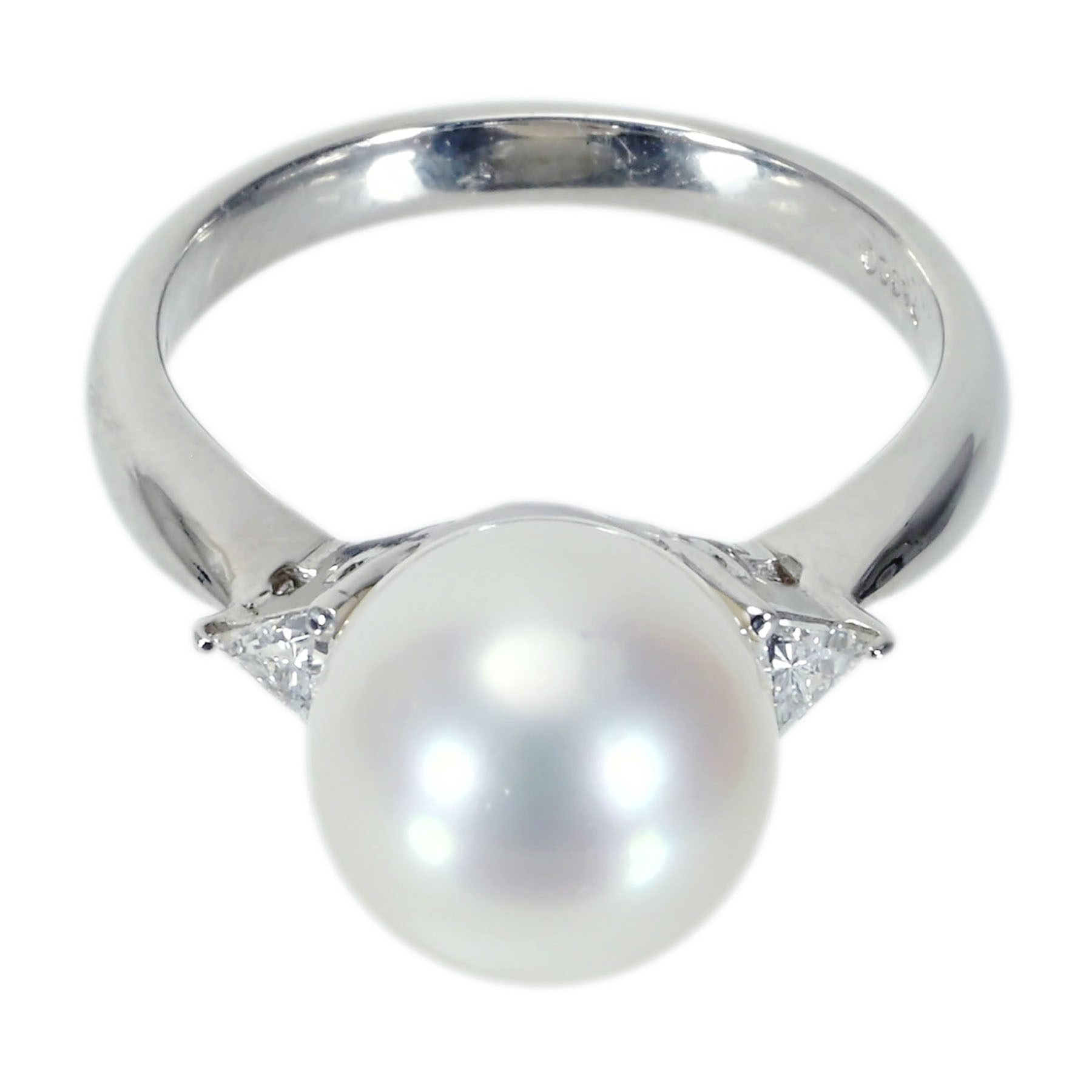 白蝶パールリング PT900 P10.3mm D0.19ct - 画像 (2)