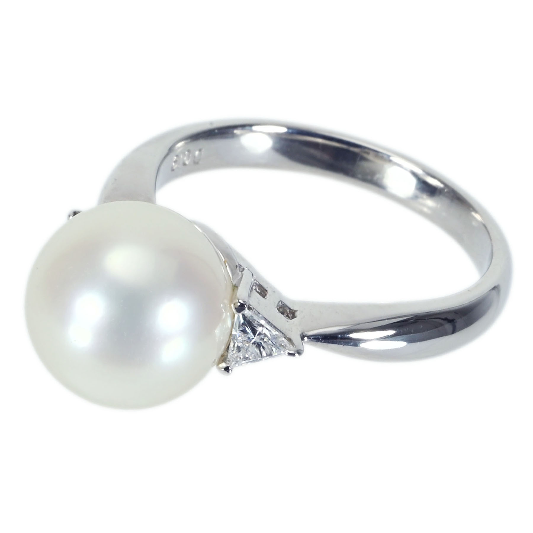 白蝶パールリング PT900 P10.3mm D0.19ct - 画像 (3)