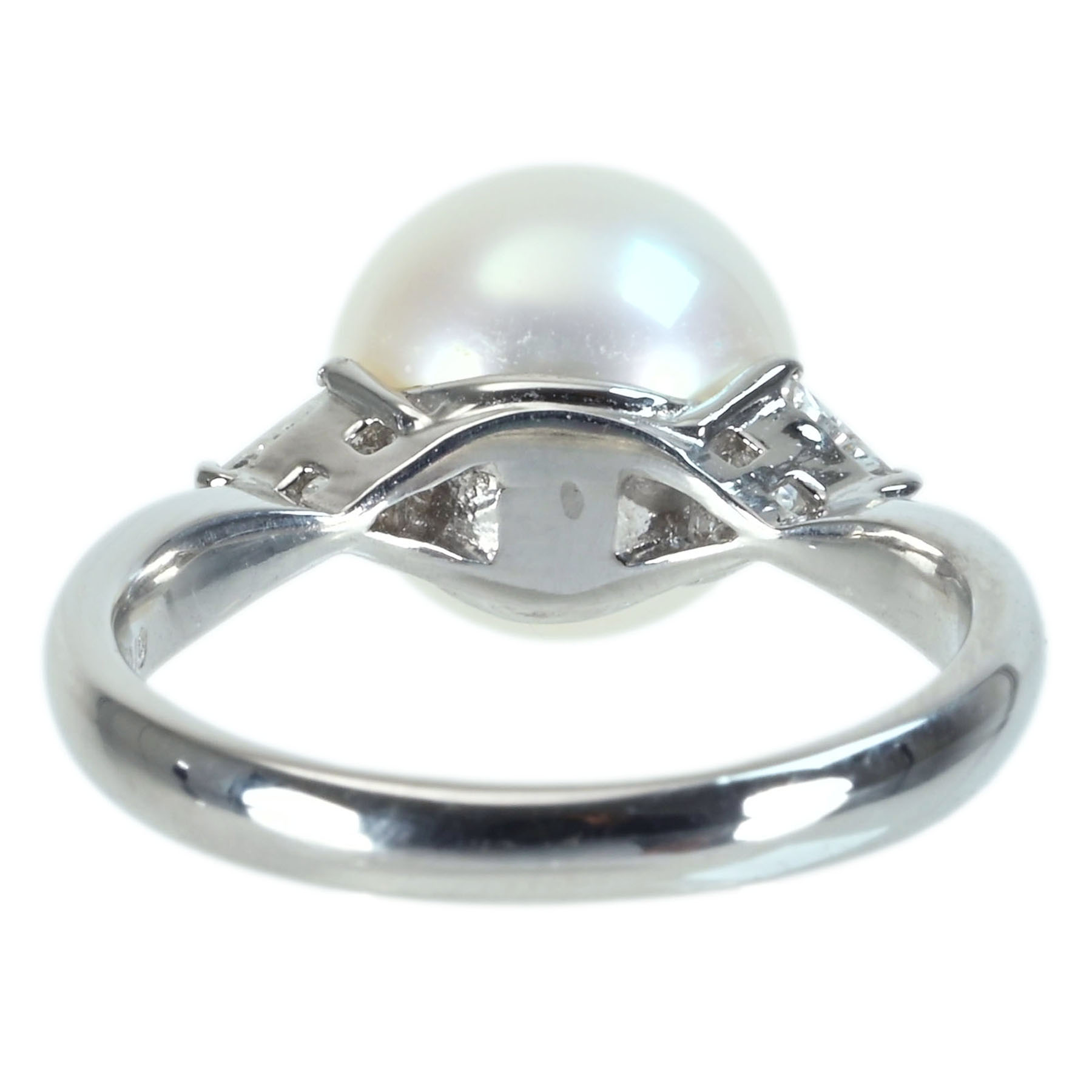 白蝶パールリング PT900 P10.3mm D0.19ct - 画像 (5)