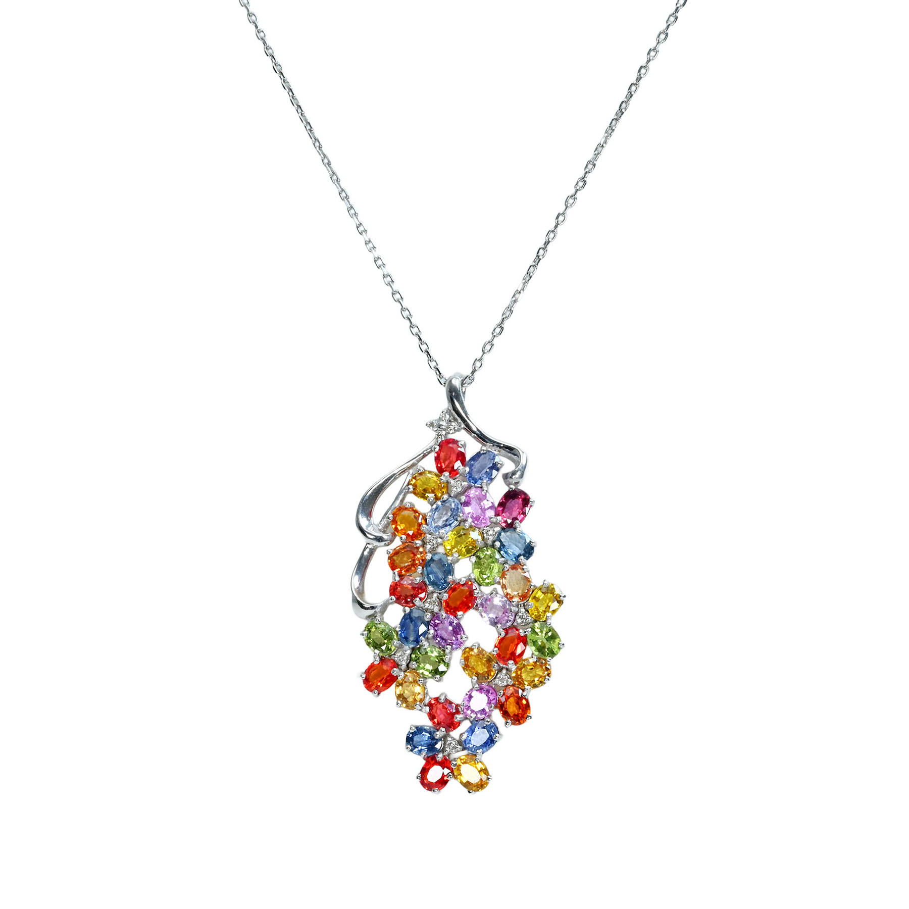 カラーサファイアペンダント K18WG CS10.80ct D0.12ct - 画像 (2)