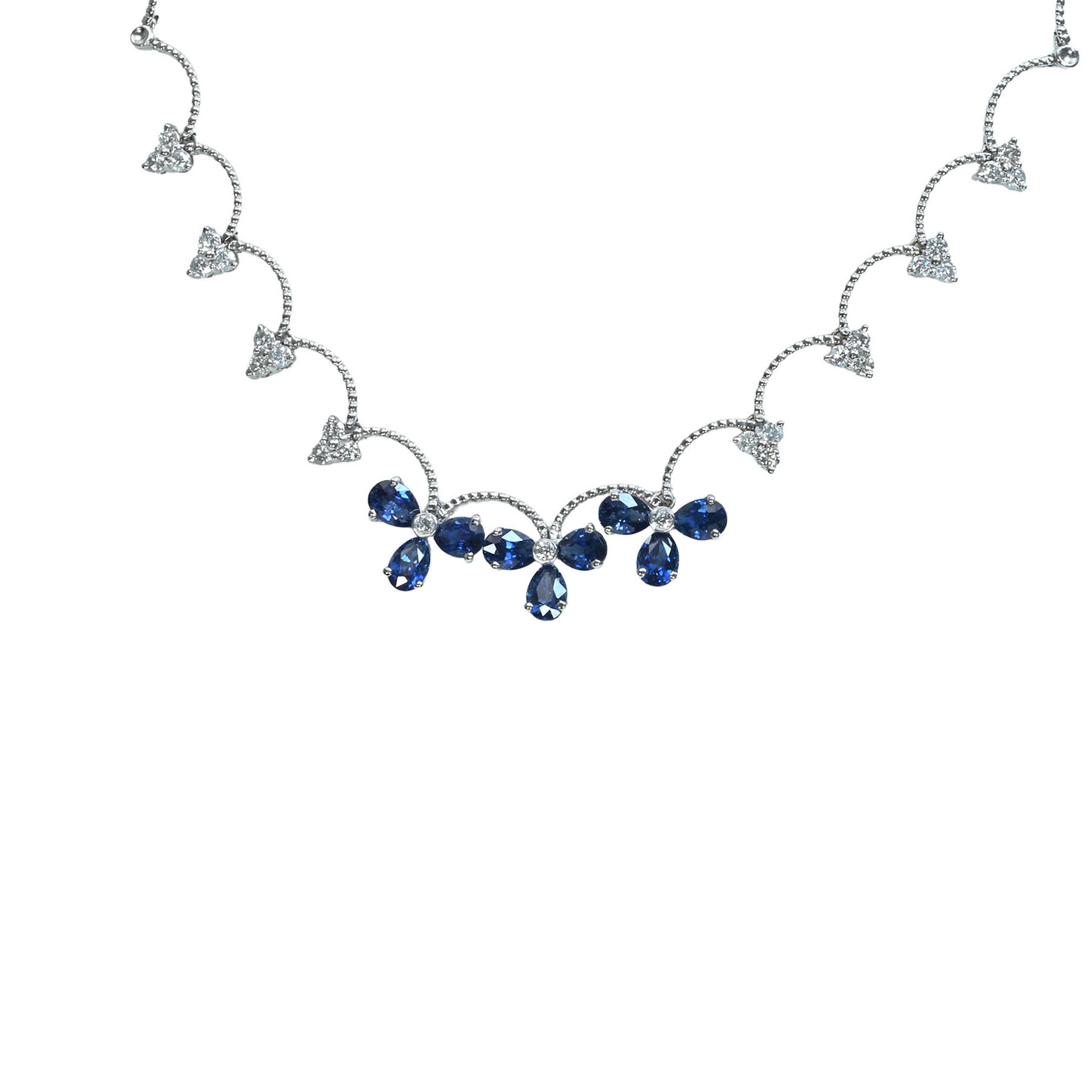 サファイアネックレス K18WG S5.18cr D1.10ct - 画像 (2)