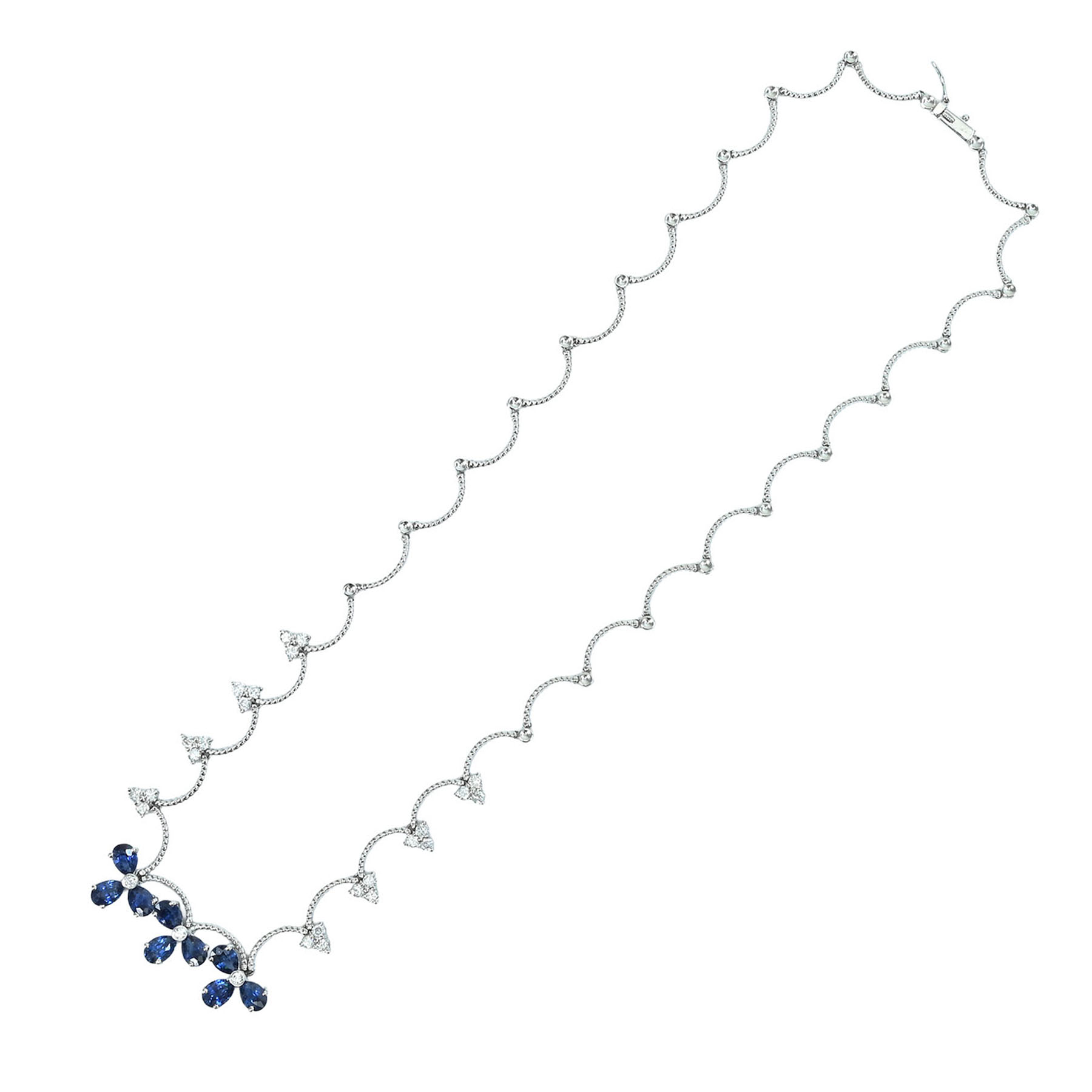 サファイアネックレス K18WG S5.18cr D1.10ct - 画像 (6)