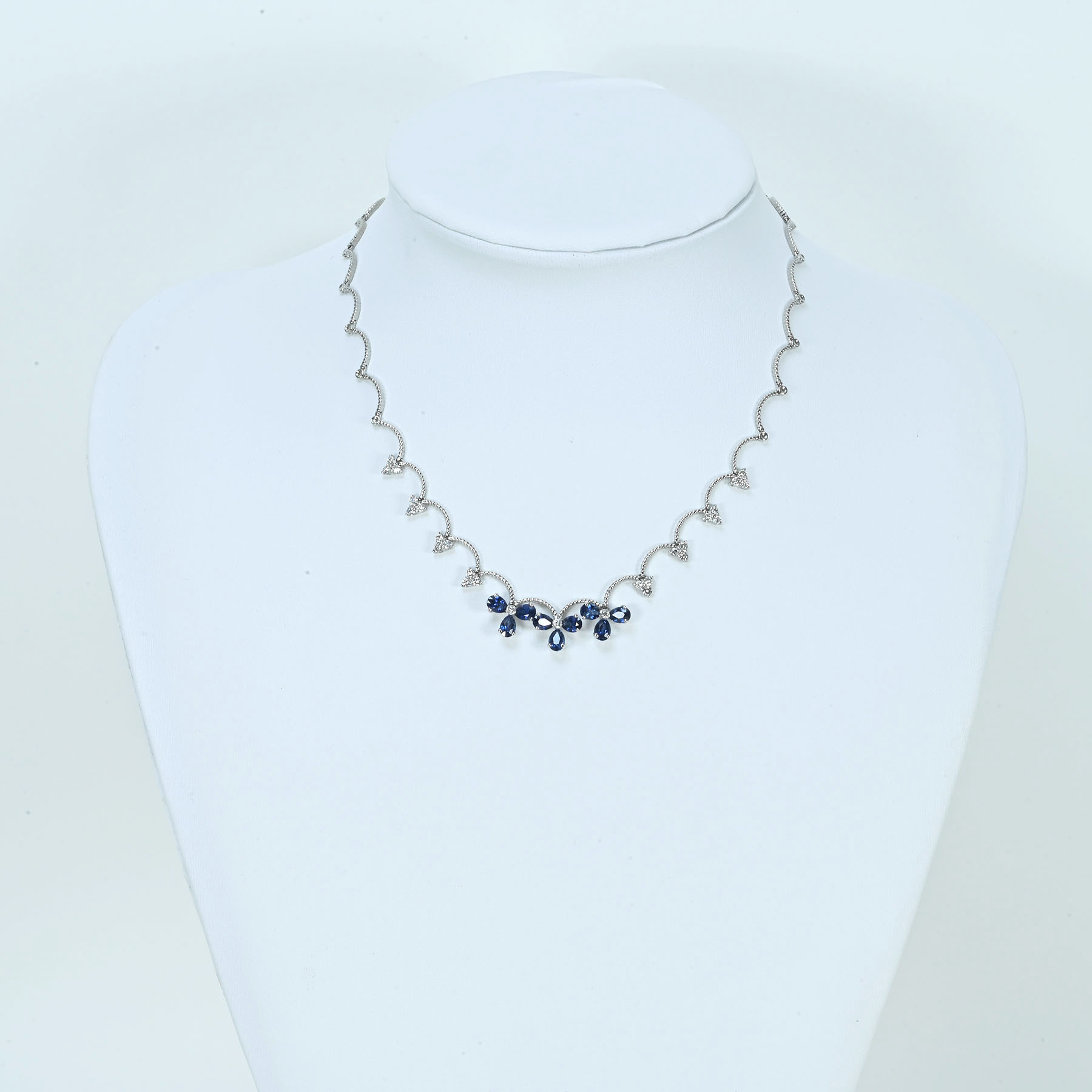 サファイアネックレス K18WG S5.18cr D1.10ct - 画像 (7)