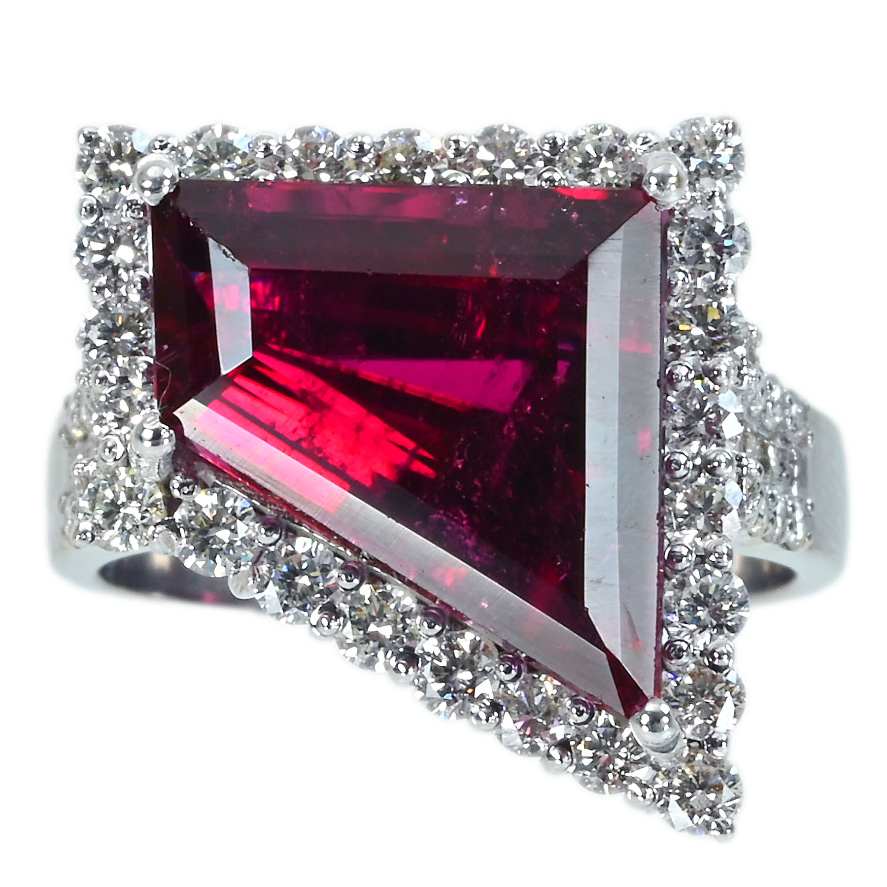 レッドトルマリンリング K18WG TR-RD6.65ct D1.15ct - 画像 (2)