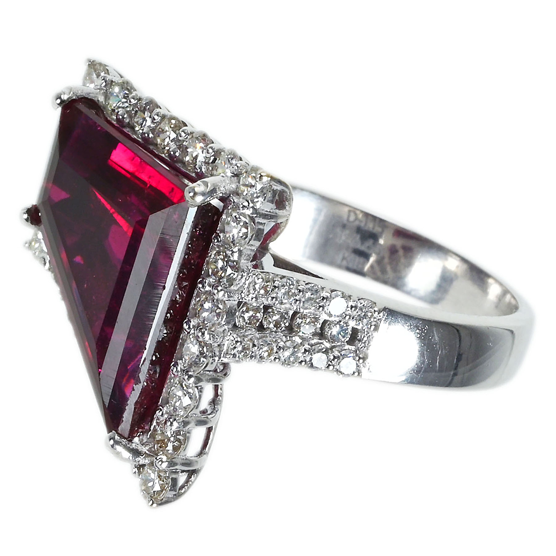 レッドトルマリンリング K18WG TR-RD6.65ct D1.15ct - 画像 (3)