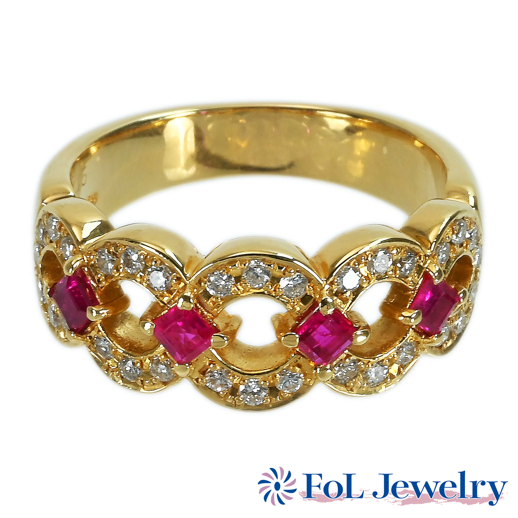 ルビーリング K18YG R0.45ct D0.33ct