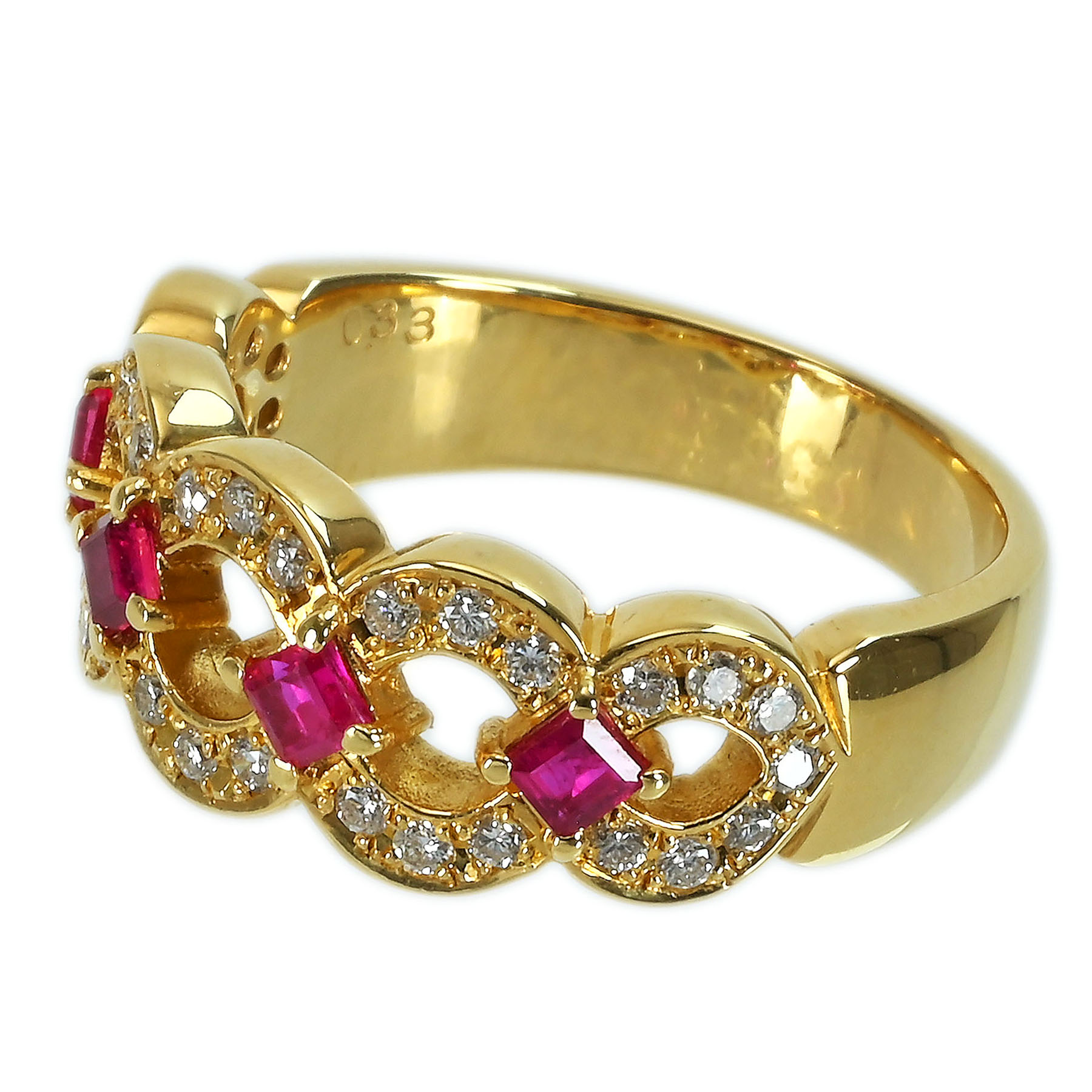 ルビーリング K18YG R0.45ct D0.33ct - 画像 (3)