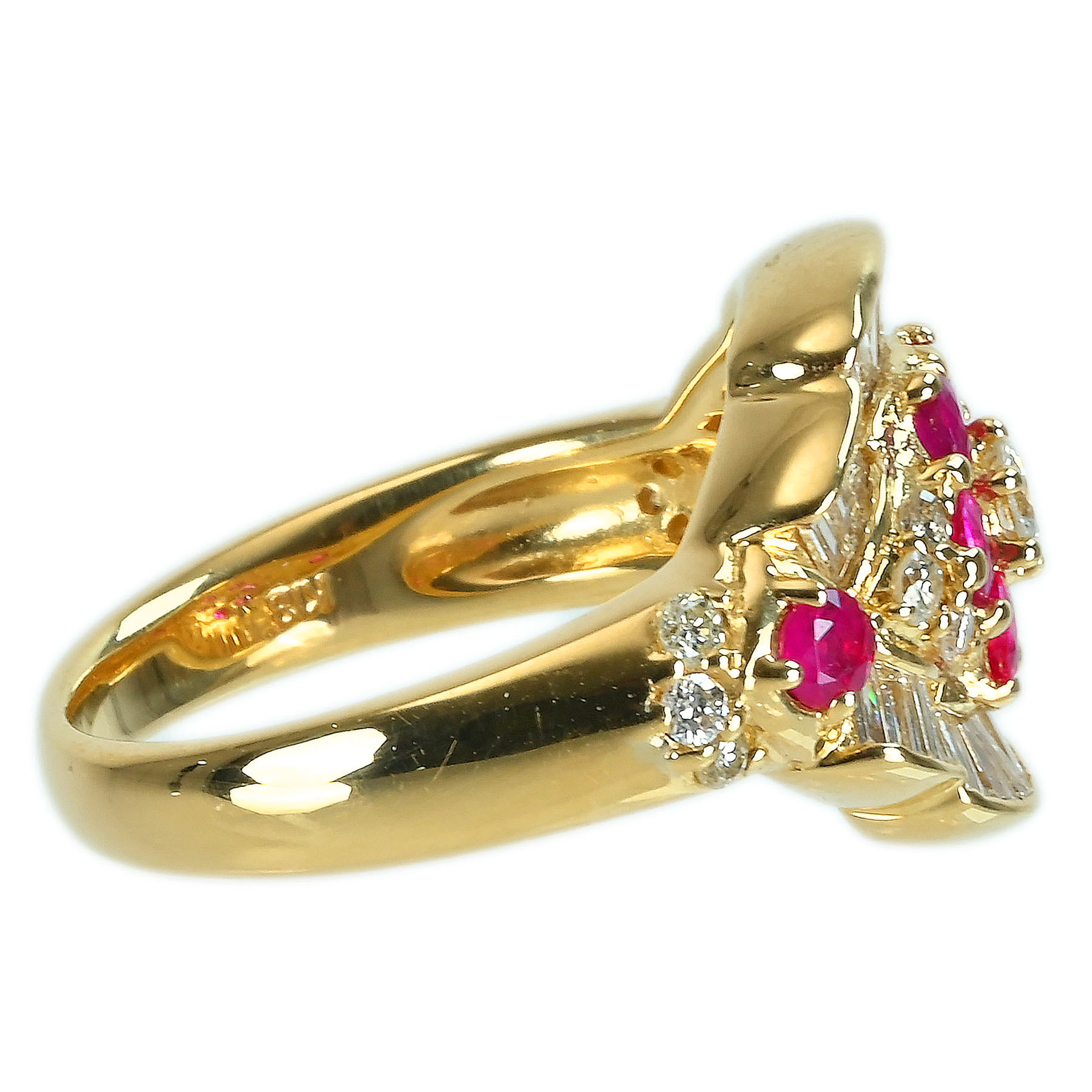 ルビーリング K18YG R0.65ct D0.80ct - 画像 (4)