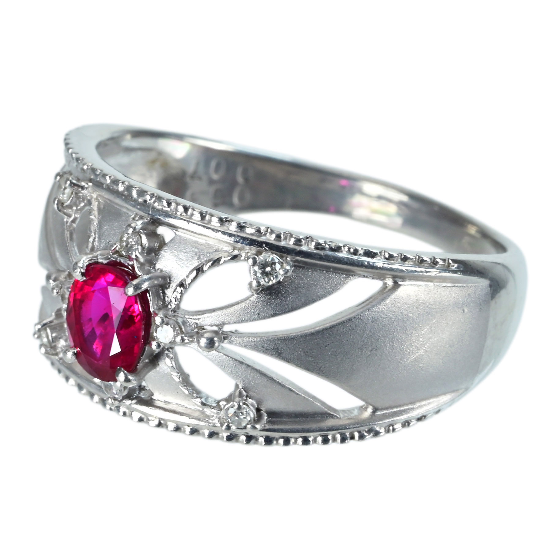 ルビーリング PT900 R0.53ct D0.07ct - 画像 (3)