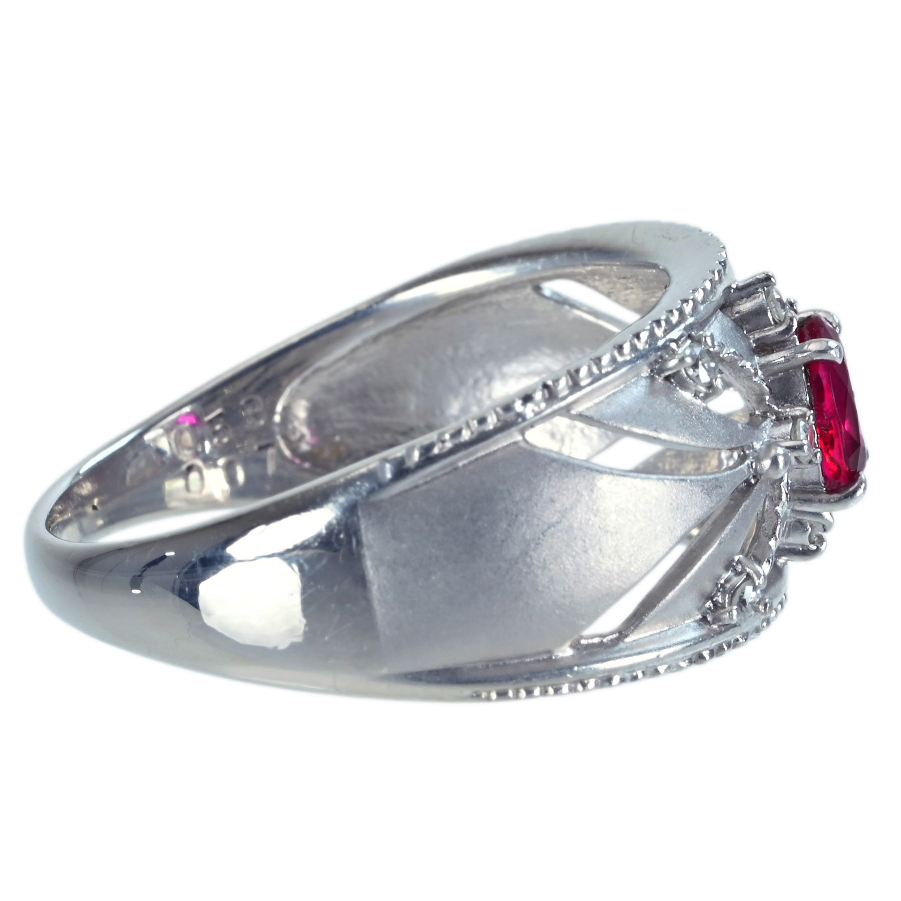 ルビーリング PT900 R0.53ct D0.07ct - 画像 (4)