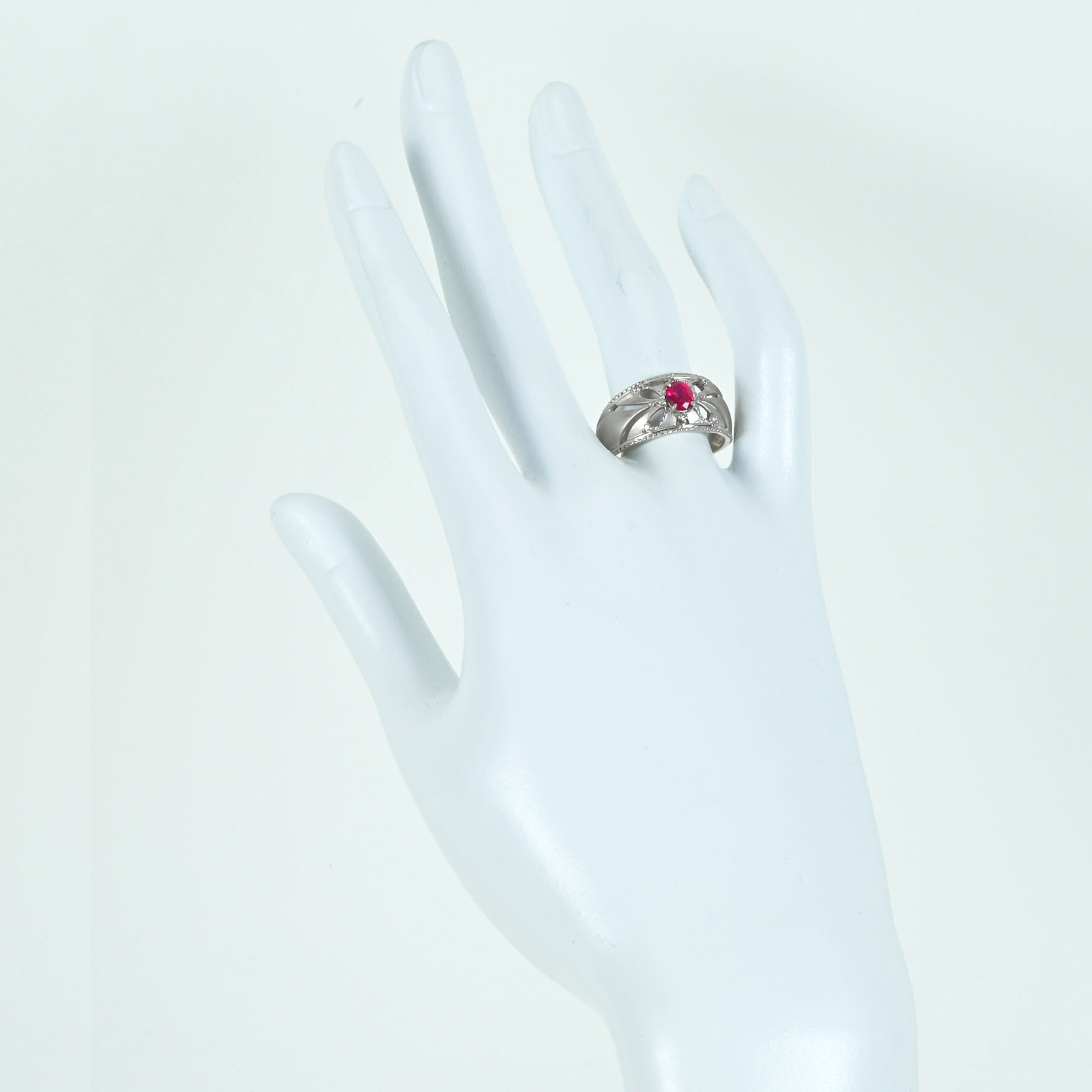 ルビーリング PT900 R0.53ct D0.07ct - 画像 (6)