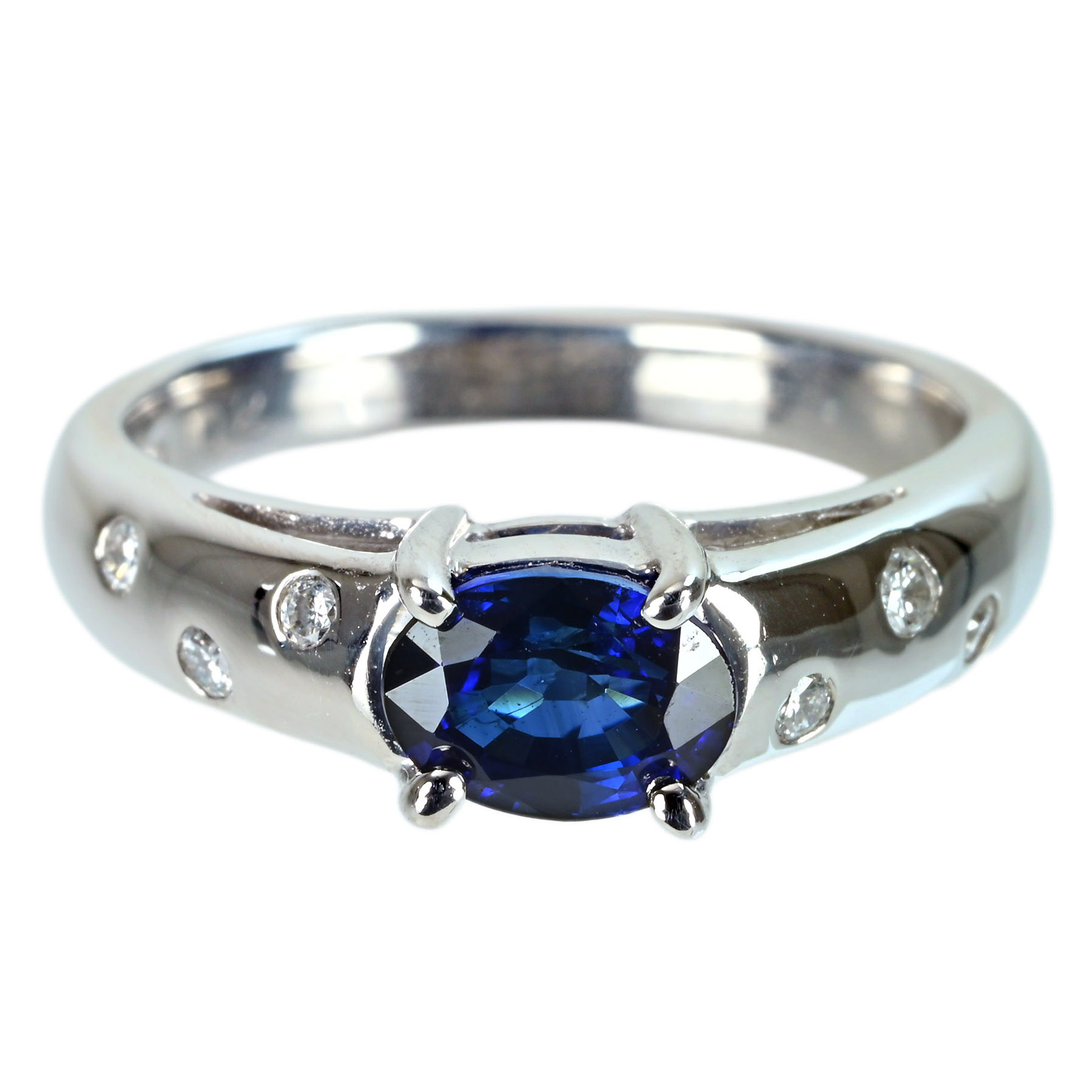 サファイアリング PT900 S1.02ct D0.10ct - 画像 (2)