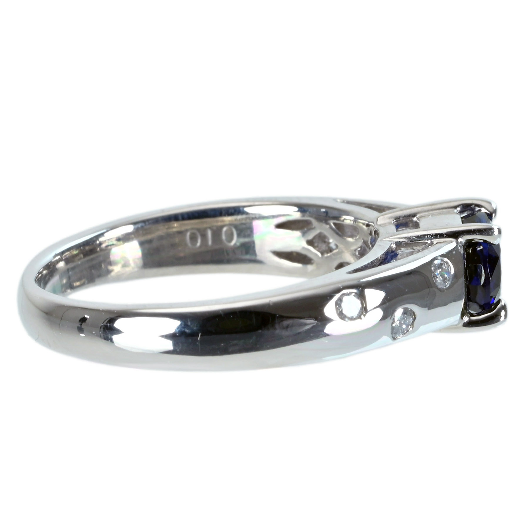 サファイアリング PT900 S1.02ct D0.10ct - 画像 (4)