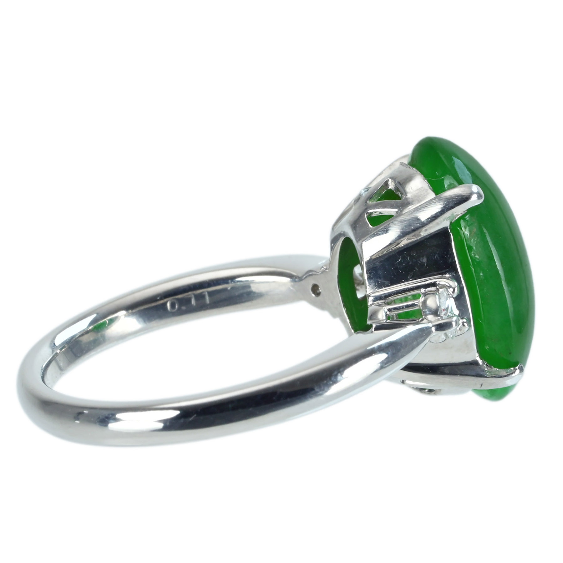 翡翠リング PT900 J5.606ct D0.11ct - 画像 (4)