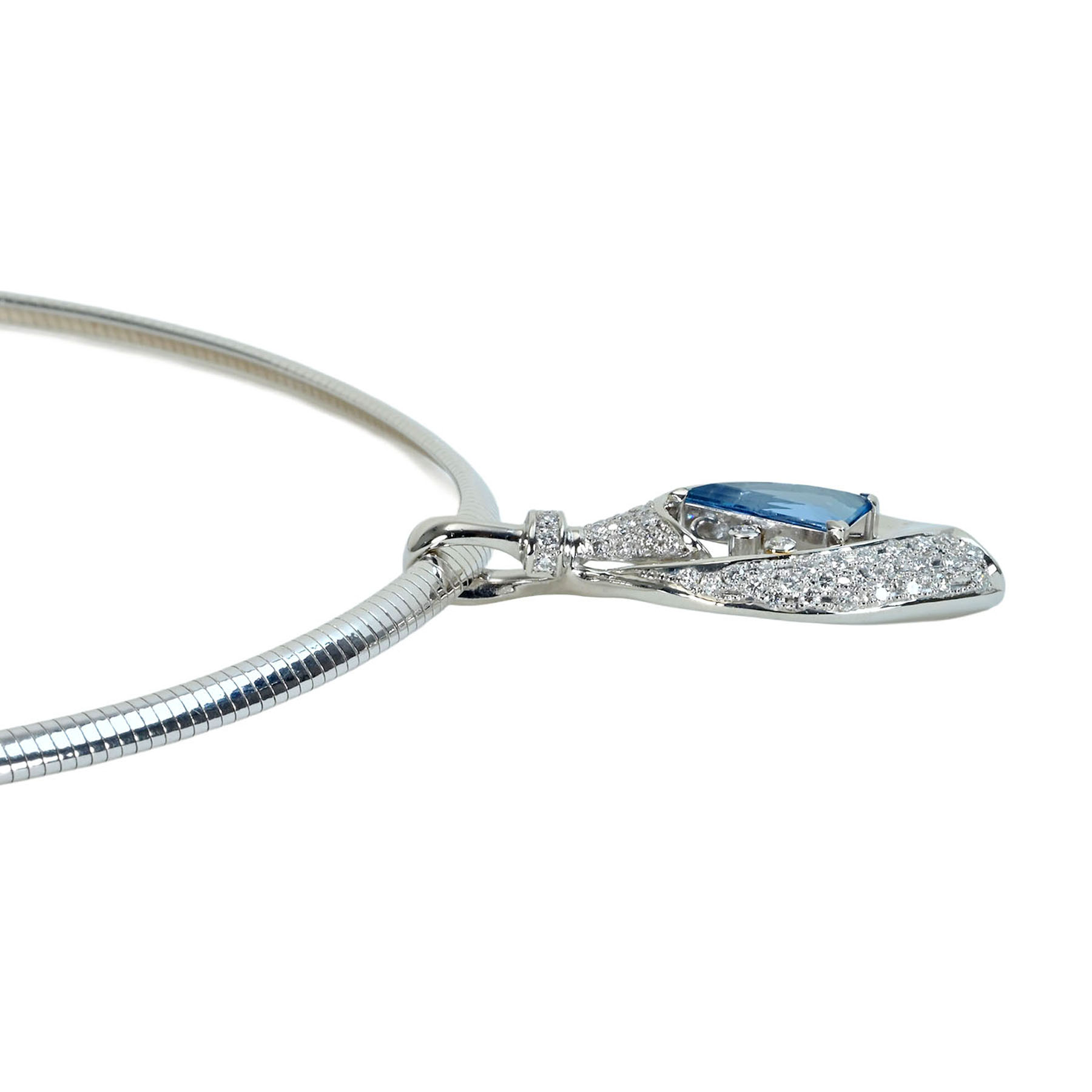 アクアマリンペンダント PT900/PT850 AQ2.13ct D0.94ct - 画像 (4)