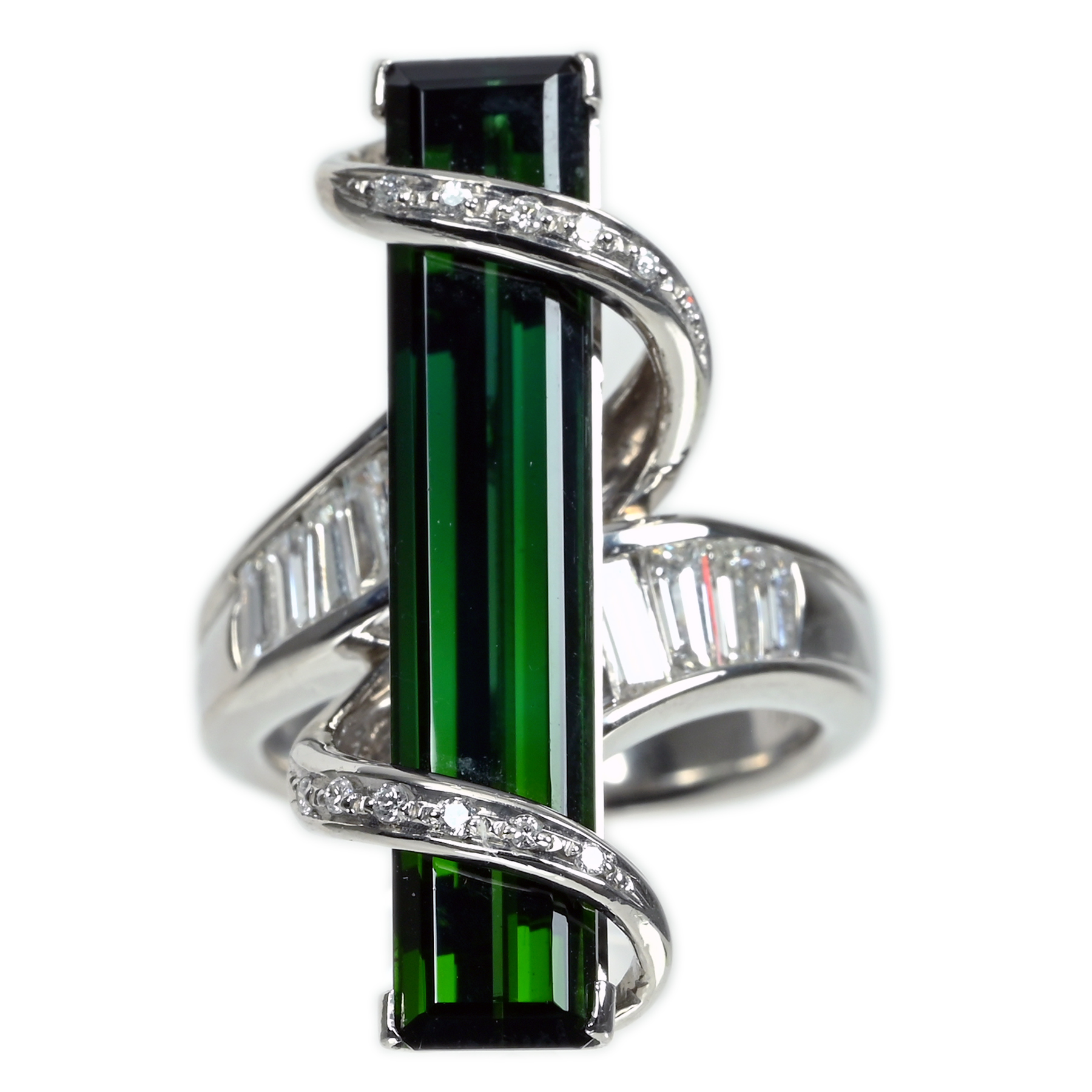 グリーントルマリンリング PT900 T8.98ct D0.83ct - 画像 (2)