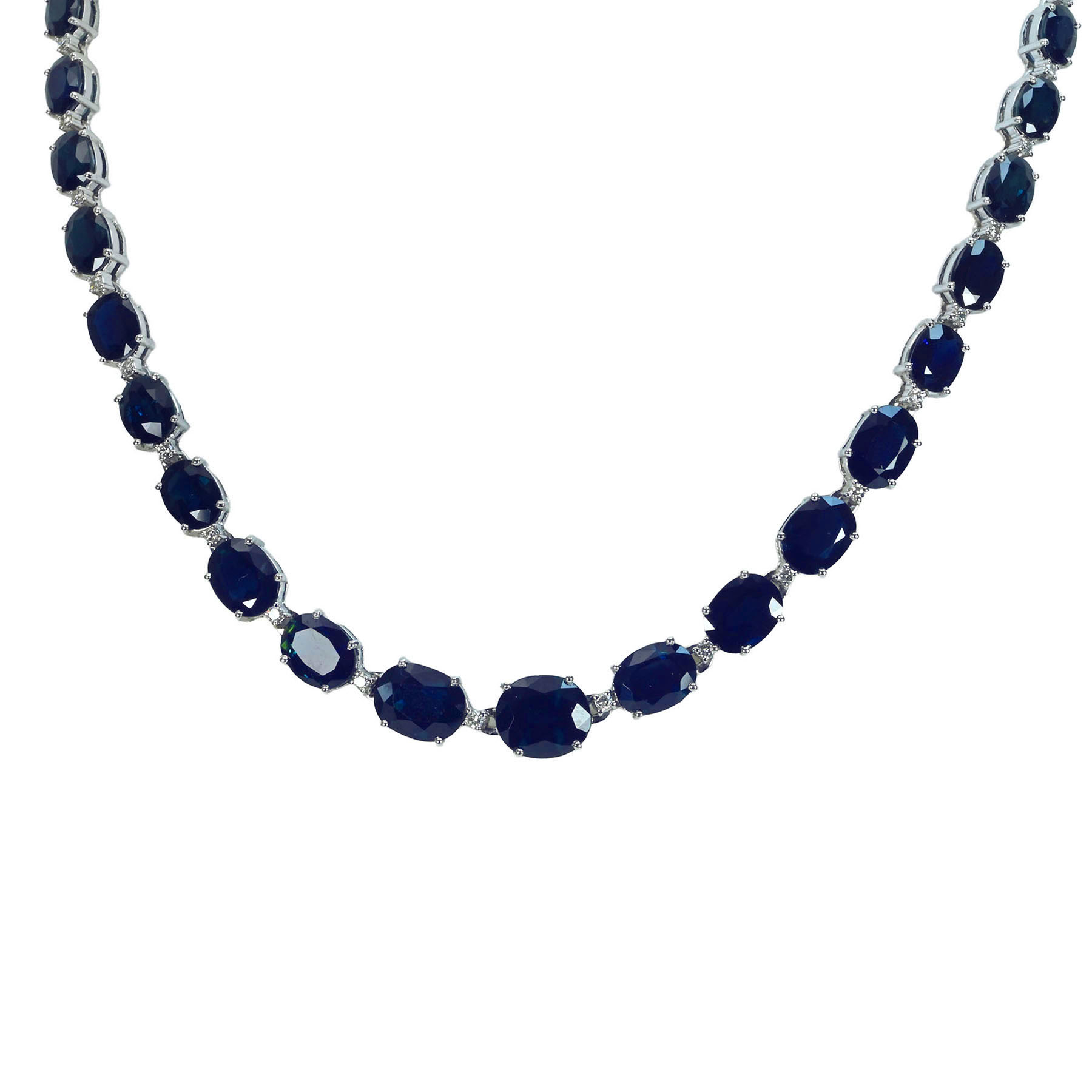 サファイアネックレス K18WG S57.00ct D1.10ct - 画像 (2)