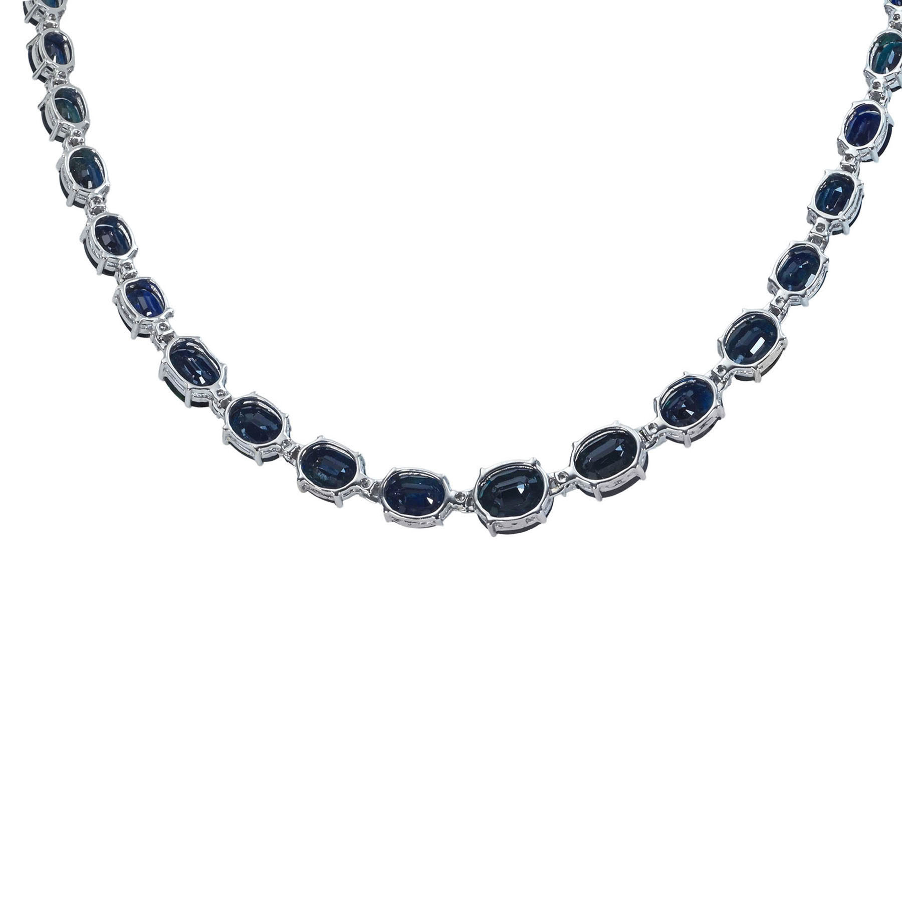 サファイアネックレス K18WG S57.00ct D1.10ct - 画像 (3)