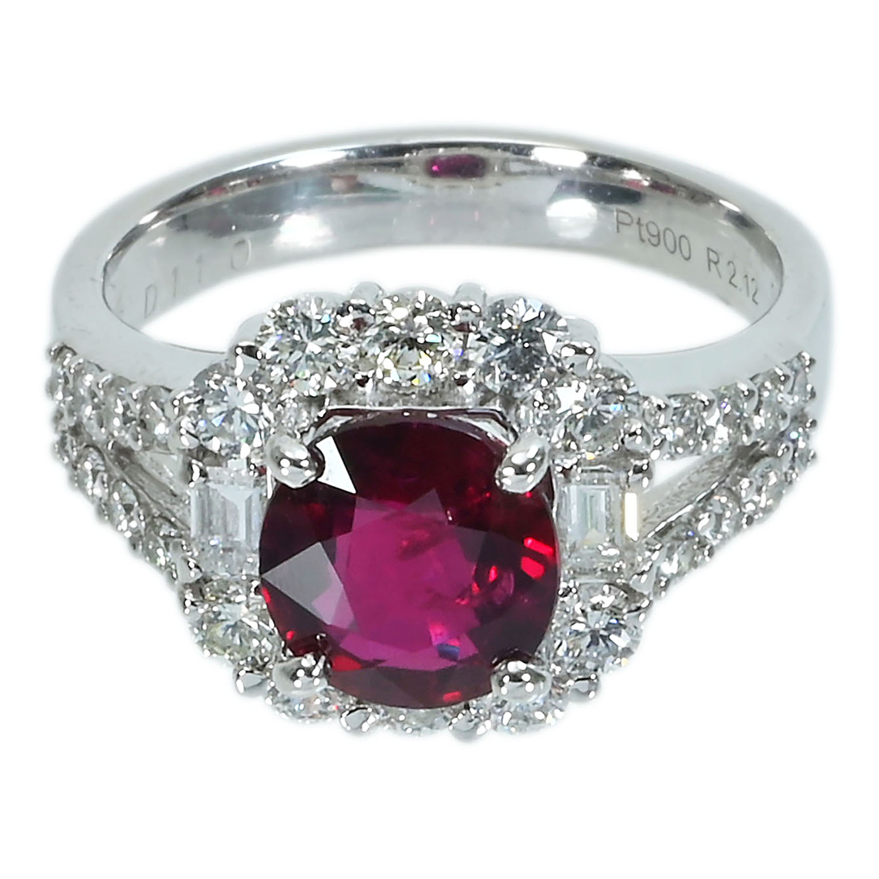 マダガスカル産ルビーリング PT900 R2.12ct D1.10ct - 画像 (2)