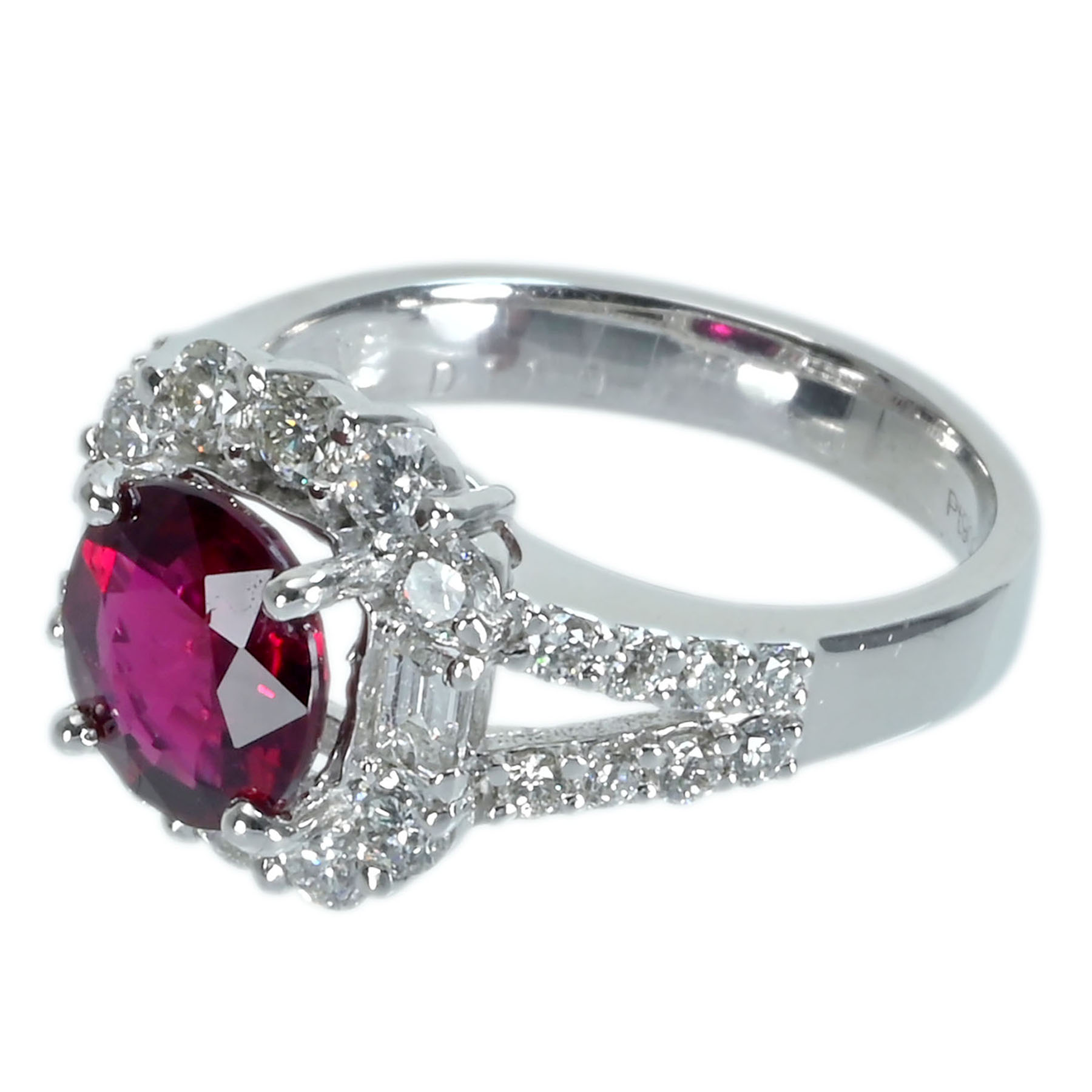 マダガスカル産ルビーリング PT900 R2.12ct D1.10ct - 画像 (3)