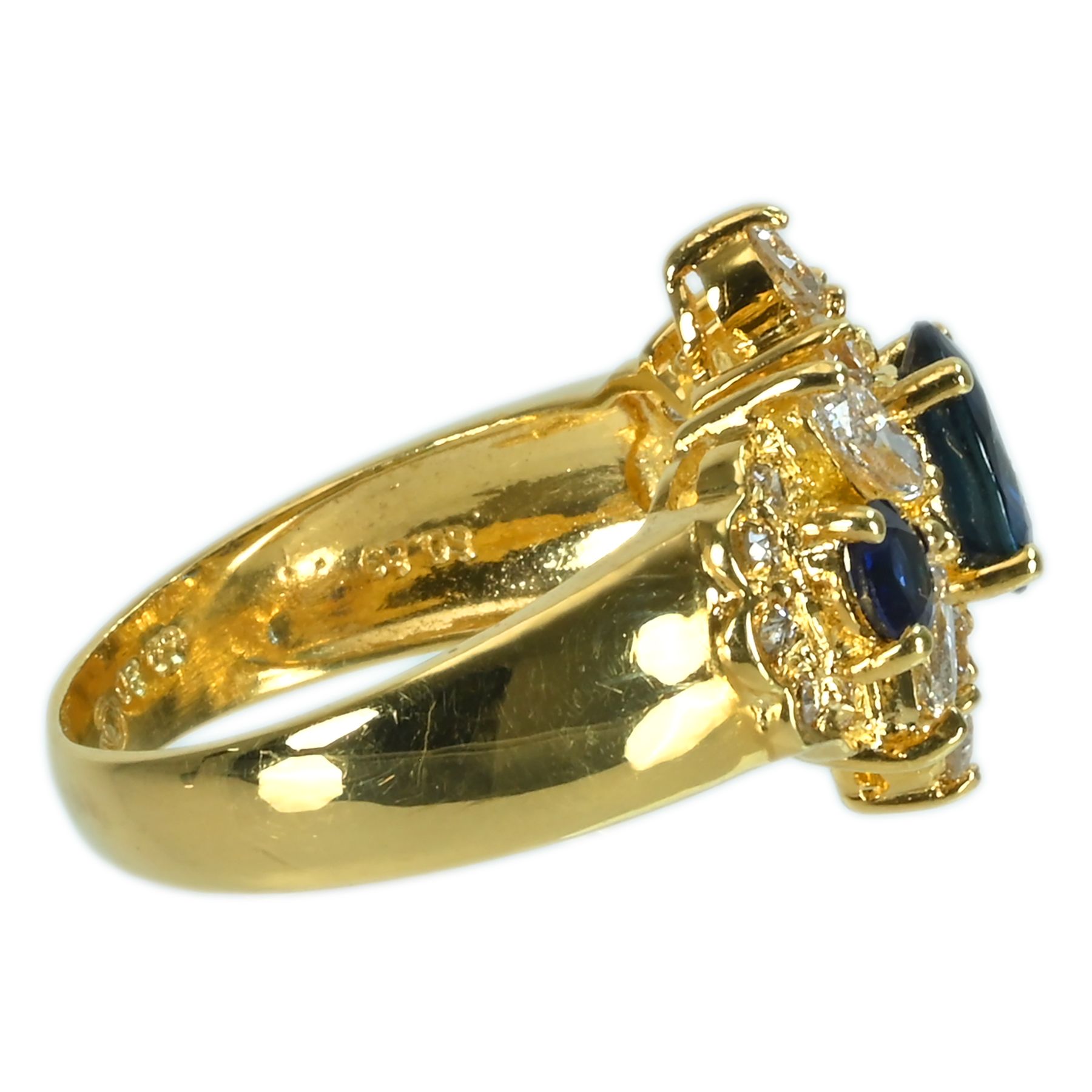 サファイアリング K18YG S0.89ct S0.30ct D1.20ct - 画像 (4)