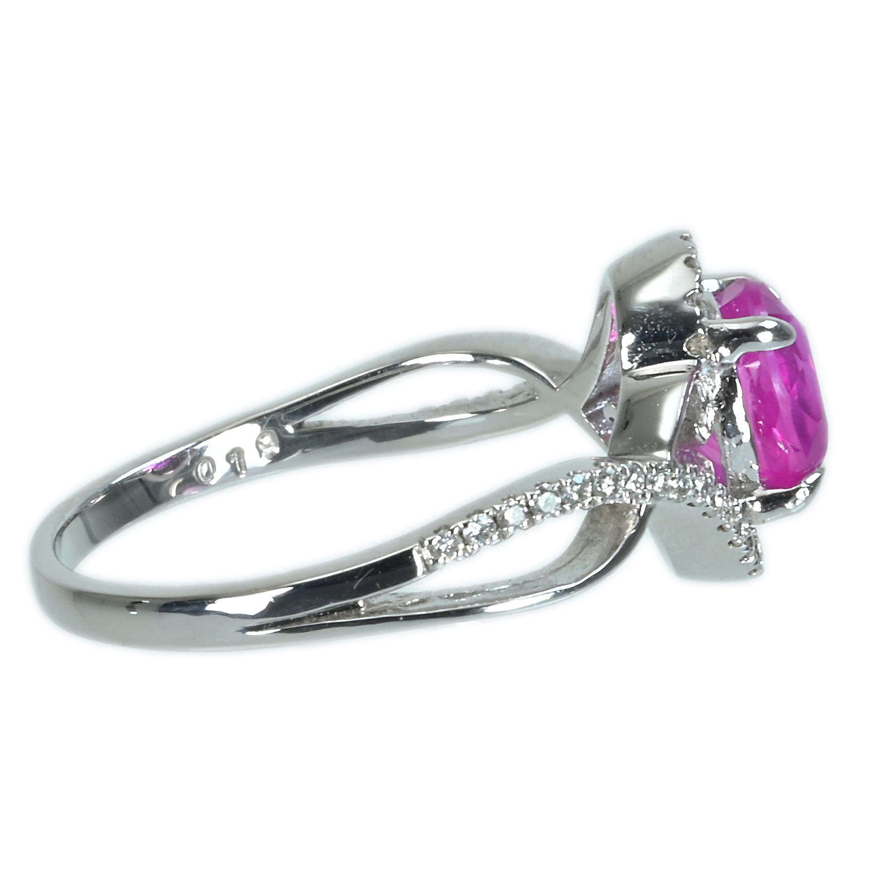 ピンクサファイアリング K18WG S-PK1.50ct D0.19ct - 画像 (4)