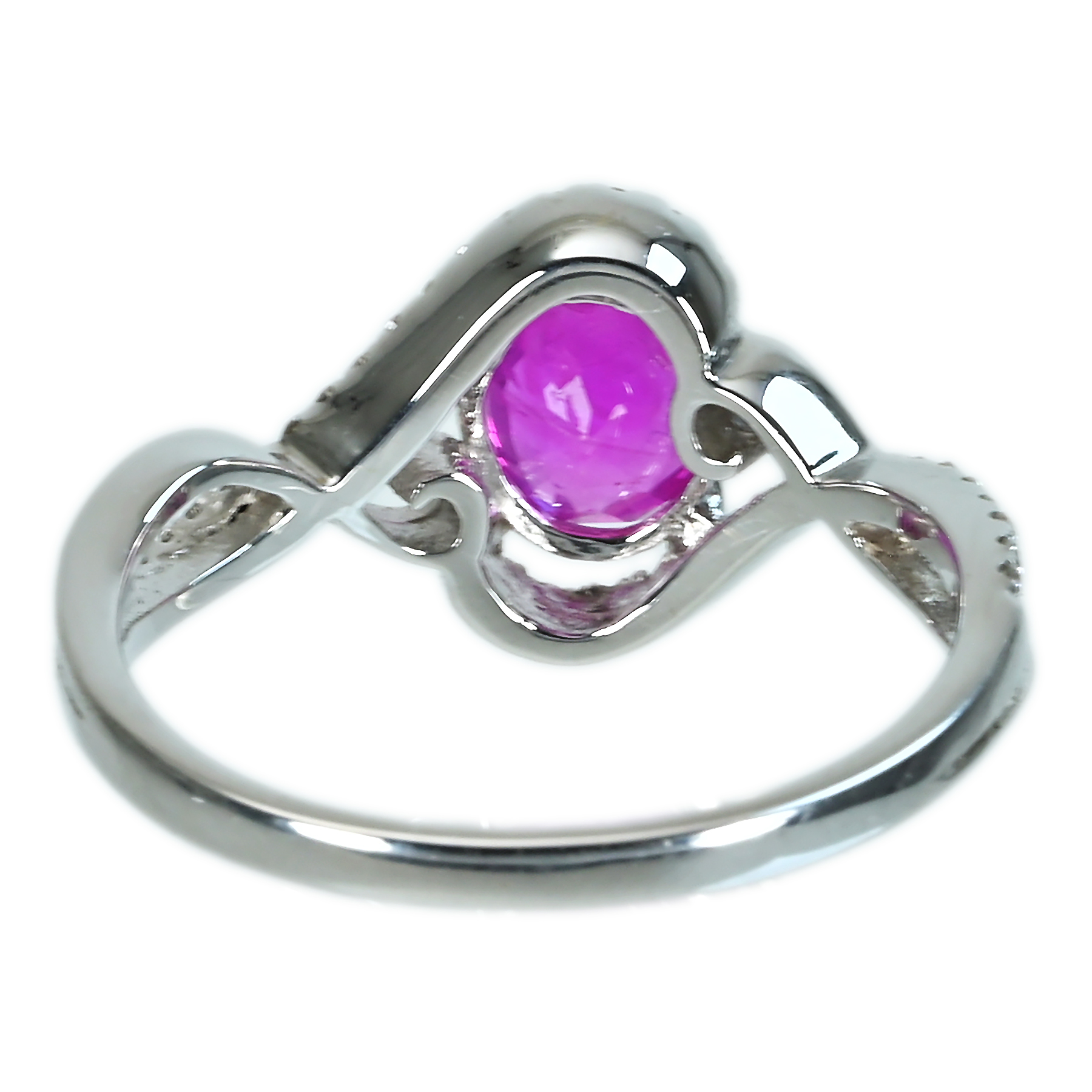 ピンクサファイアリング K18WG S-PK1.50ct D0.19ct - 画像 (5)