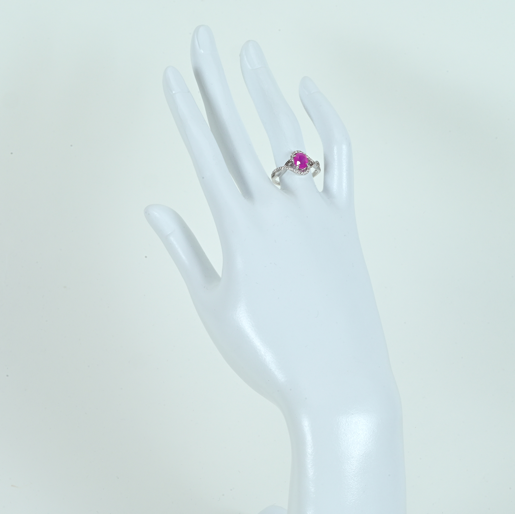 ピンクサファイアリング K18WG S-PK1.50ct D0.19ct - 画像 (6)