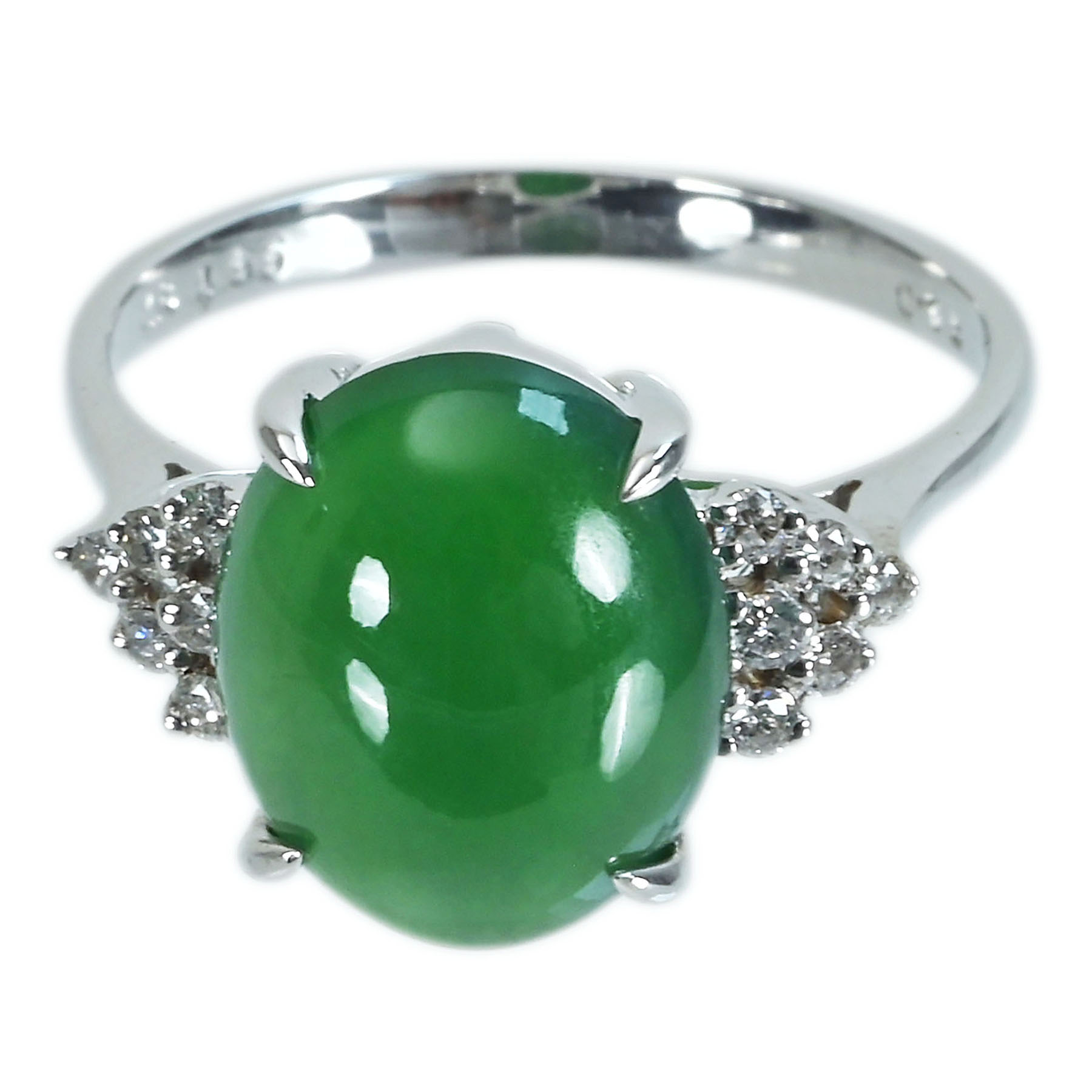 翡翠リング K18WG J4.65ct D0.15ct - 画像 (2)