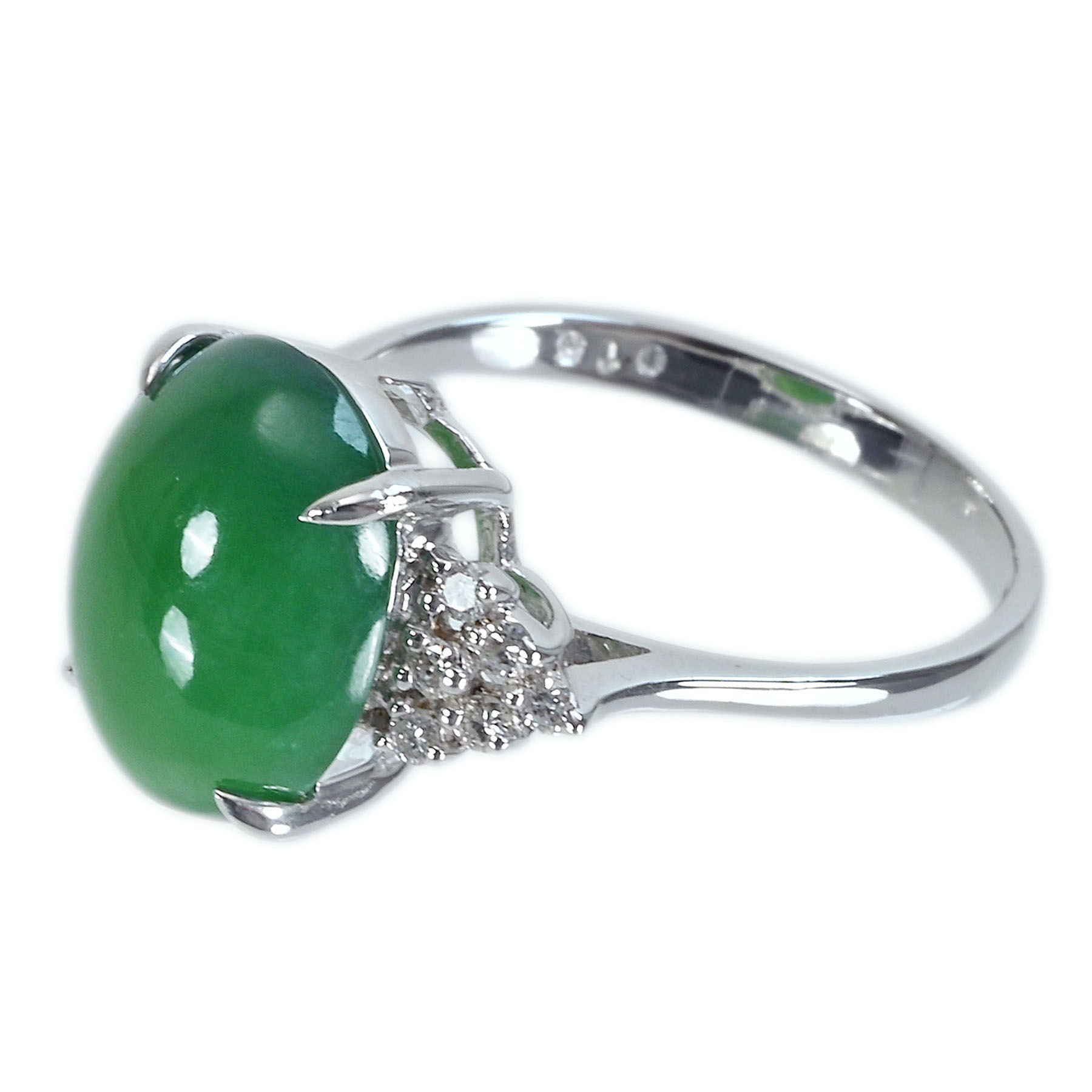 翡翠リング K18WG J4.65ct D0.15ct - 画像 (3)