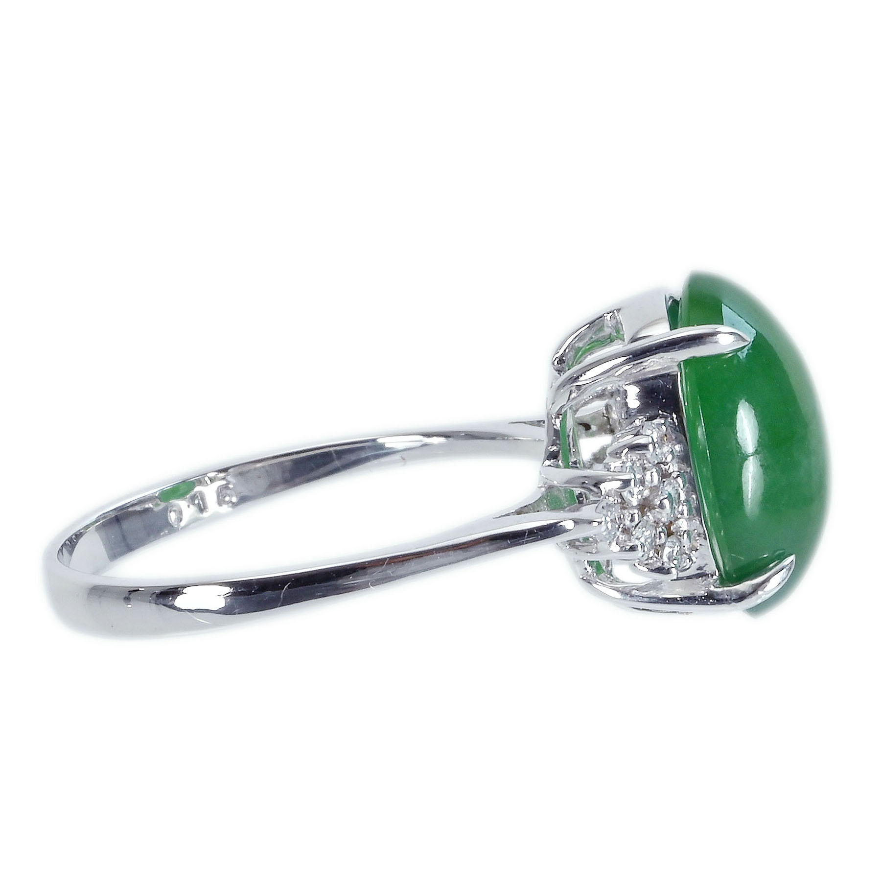 翡翠リング K18WG J4.65ct D0.15ct - 画像 (4)