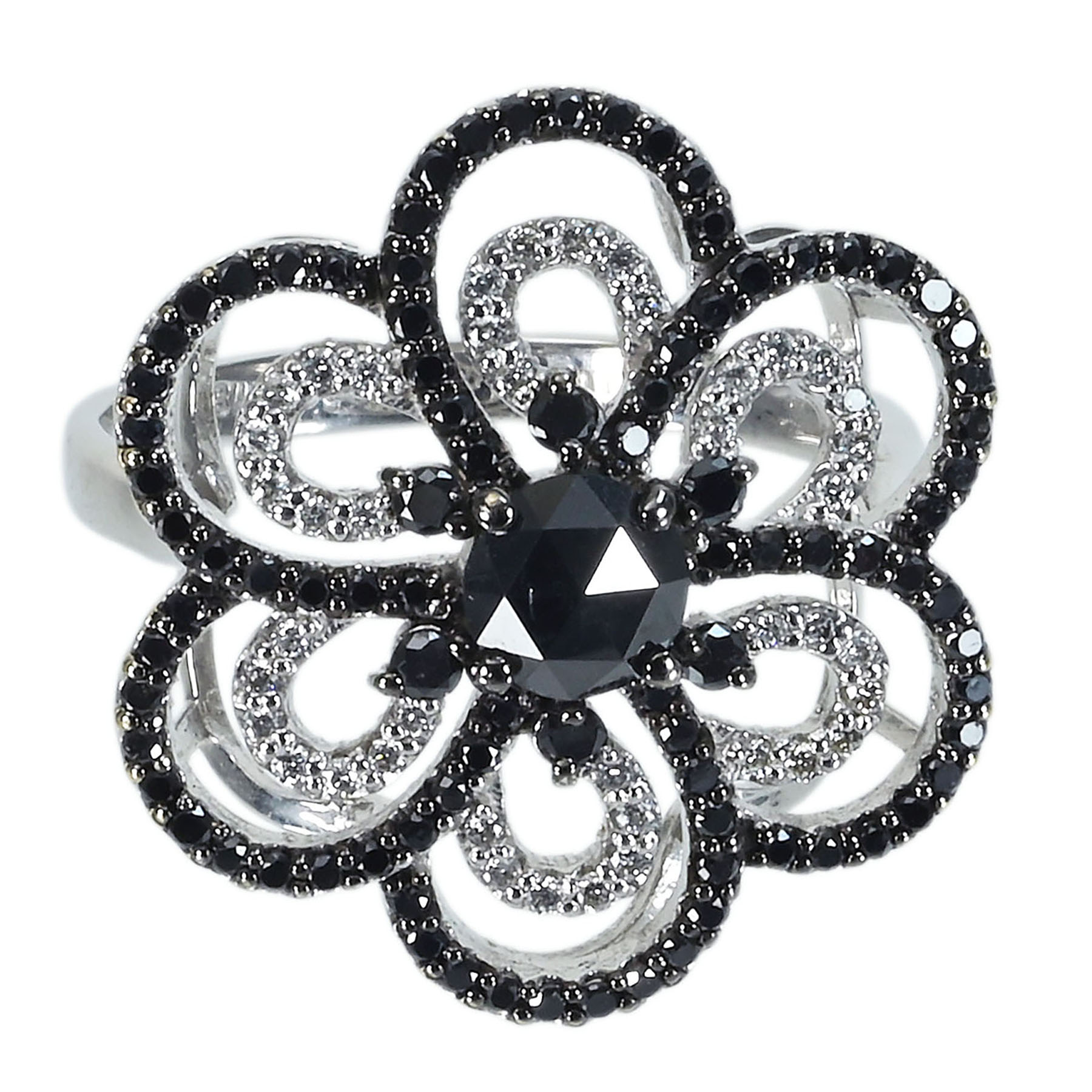 ブラック&カラーレスダイヤモンドリング K18WG BD0.54ct D0.73ct - 画像 (2)