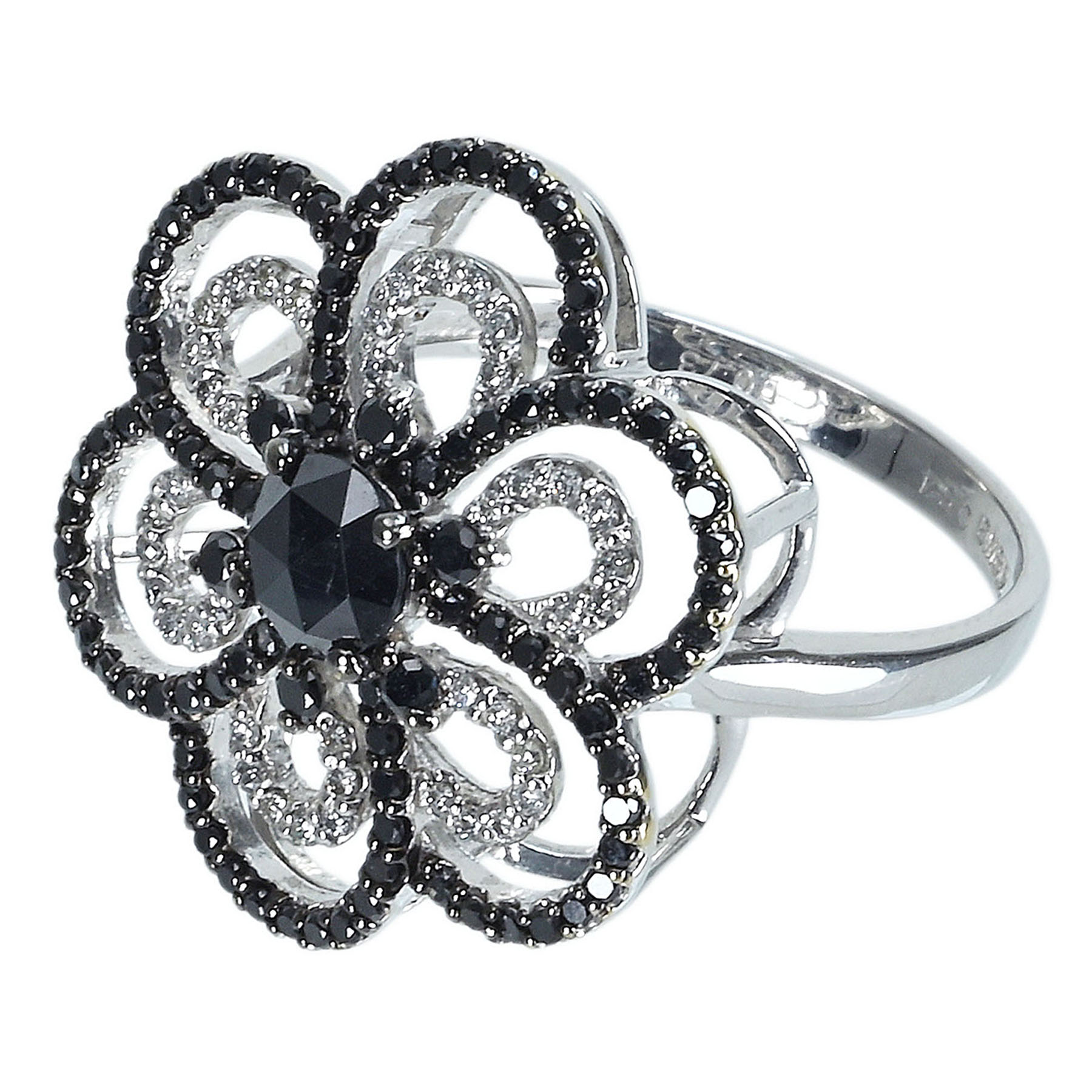 ブラック&カラーレスダイヤモンドリング K18WG BD0.54ct D0.73ct - 画像 (3)