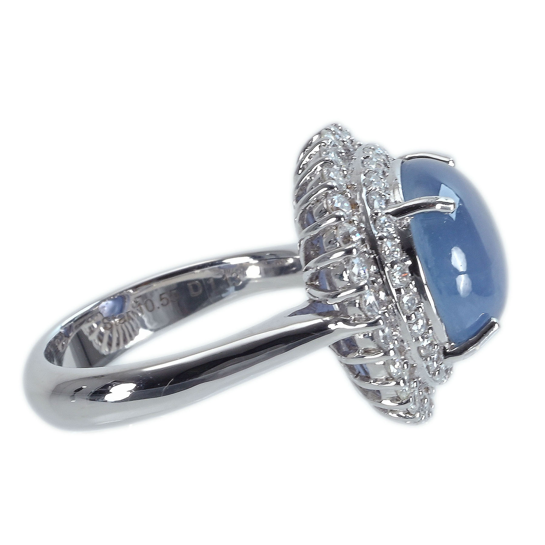 スターサファイアリング K18WG SS10.55ct D1.13ct - 画像 (4)