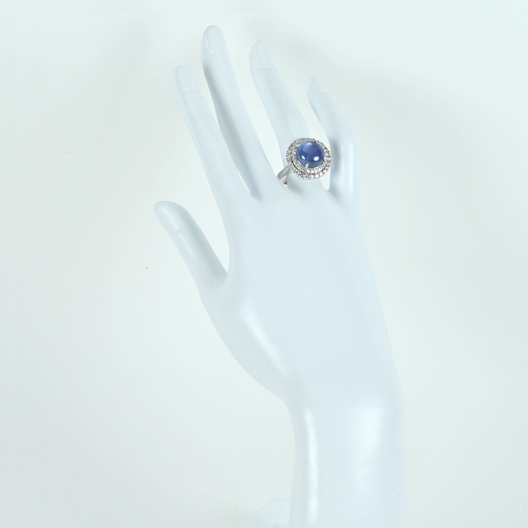 スターサファイアリング K18WG SS10.55ct D1.13ct - 画像 (6)