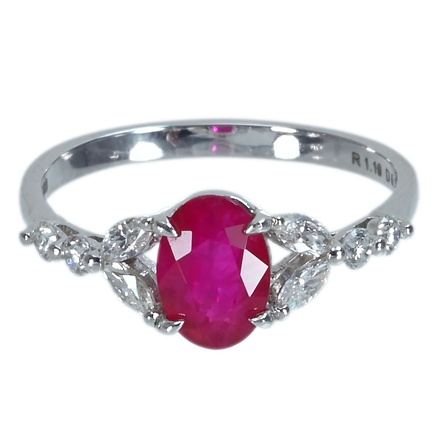 ミャンマー産ルビーリング K18WG R1.16ct D0.34ct - 画像 (2)