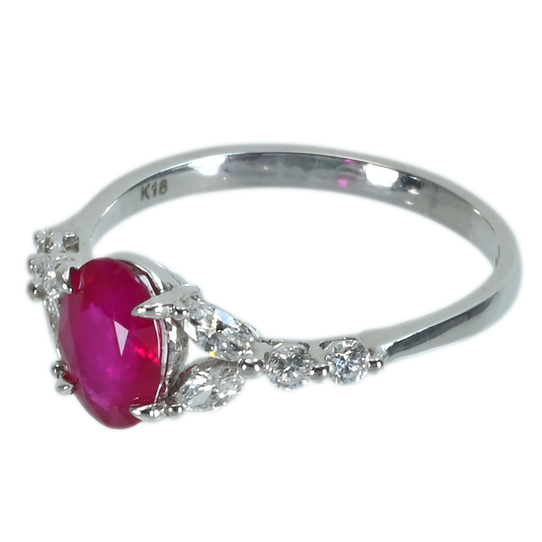 ミャンマー産ルビーリング K18WG R1.16ct D0.34ct - 画像 (3)