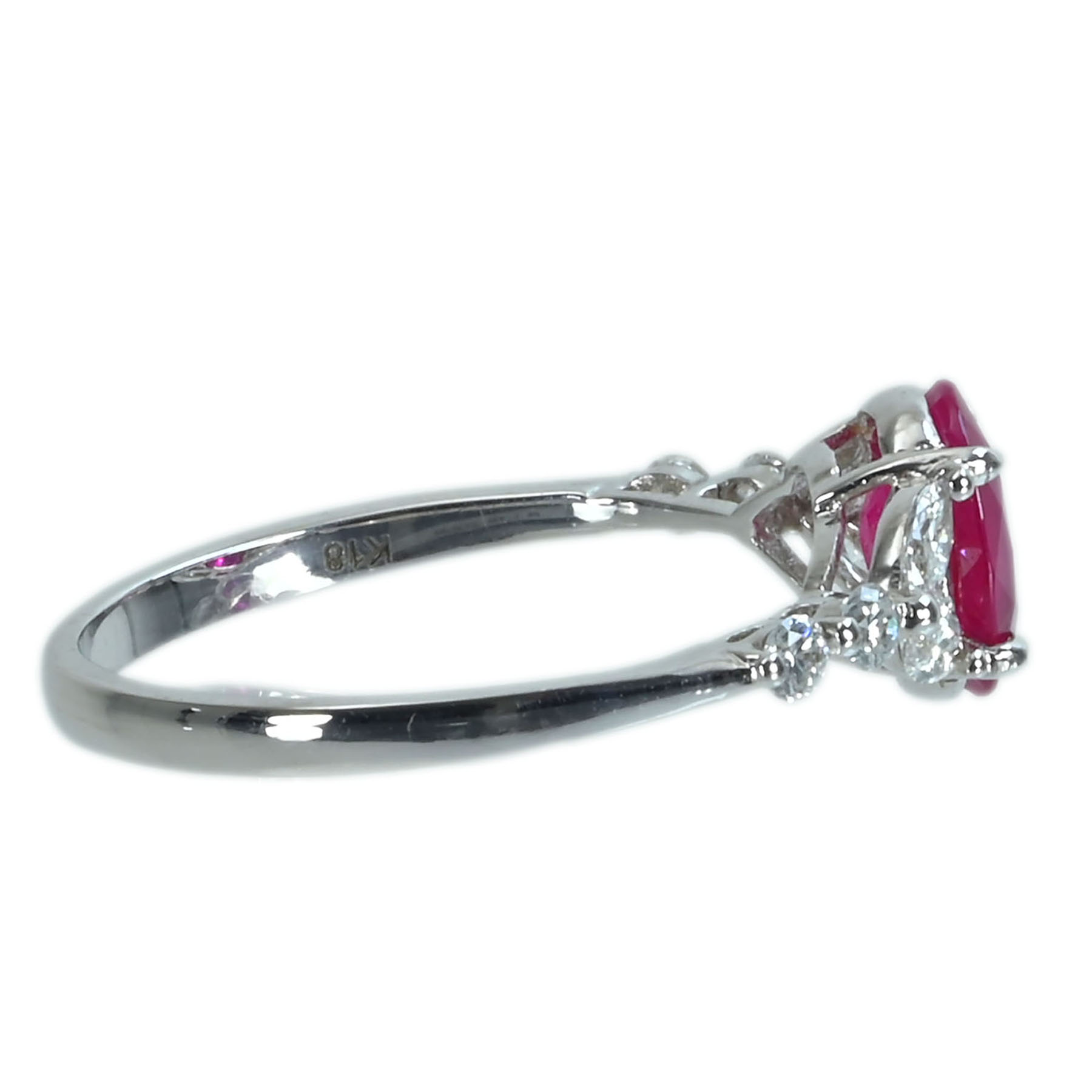 ミャンマー産ルビーリング K18WG R1.16ct D0.34ct - 画像 (4)