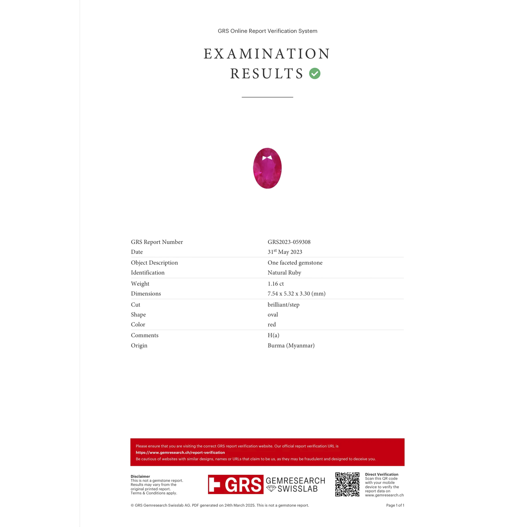 ミャンマー産ルビーリング K18WG R1.16ct D0.34ct - 画像 (8)